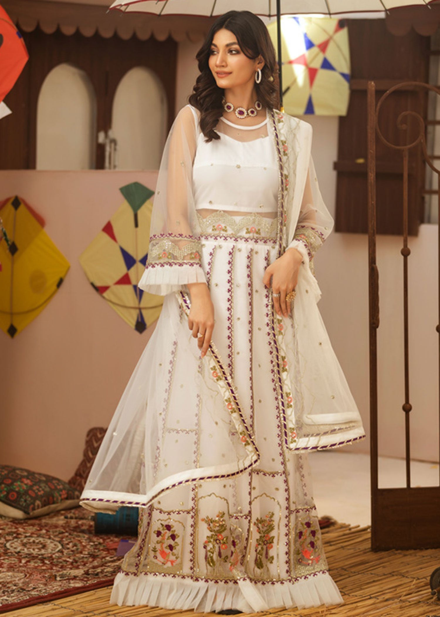 Noorma Kaamal Embroidered Luxury Chiffon Unstitched 3pcs - Jotey