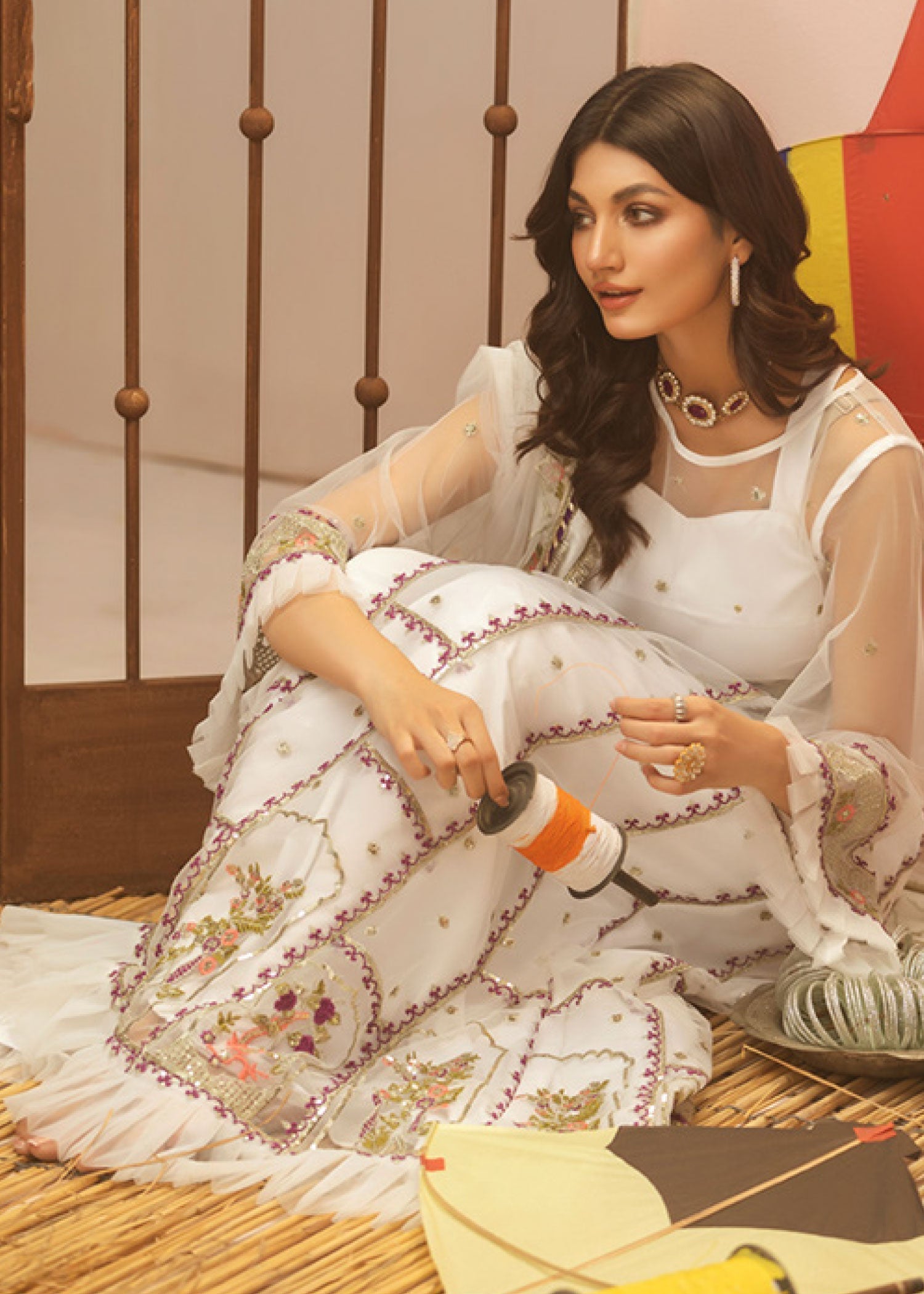 Noorma Kaamal Embroidered Luxury Chiffon Unstitched 3pcs - Jotey