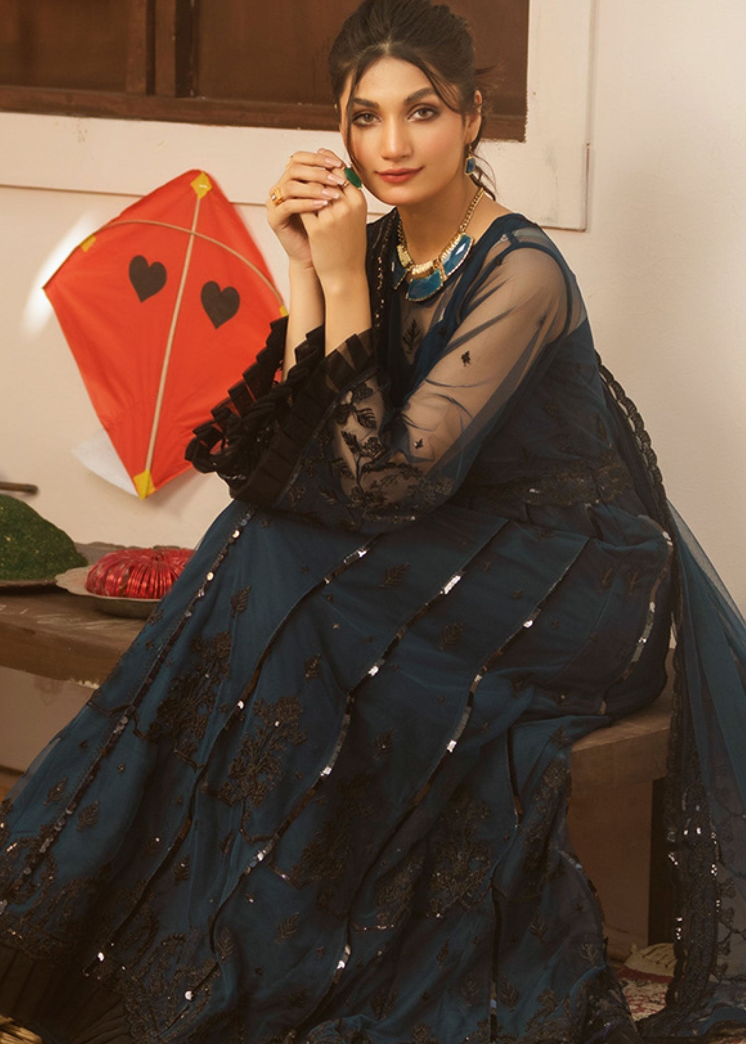 Noorma Kaamal Embroidered Luxury Chiffon Unstitched 3pcs - Jotey
