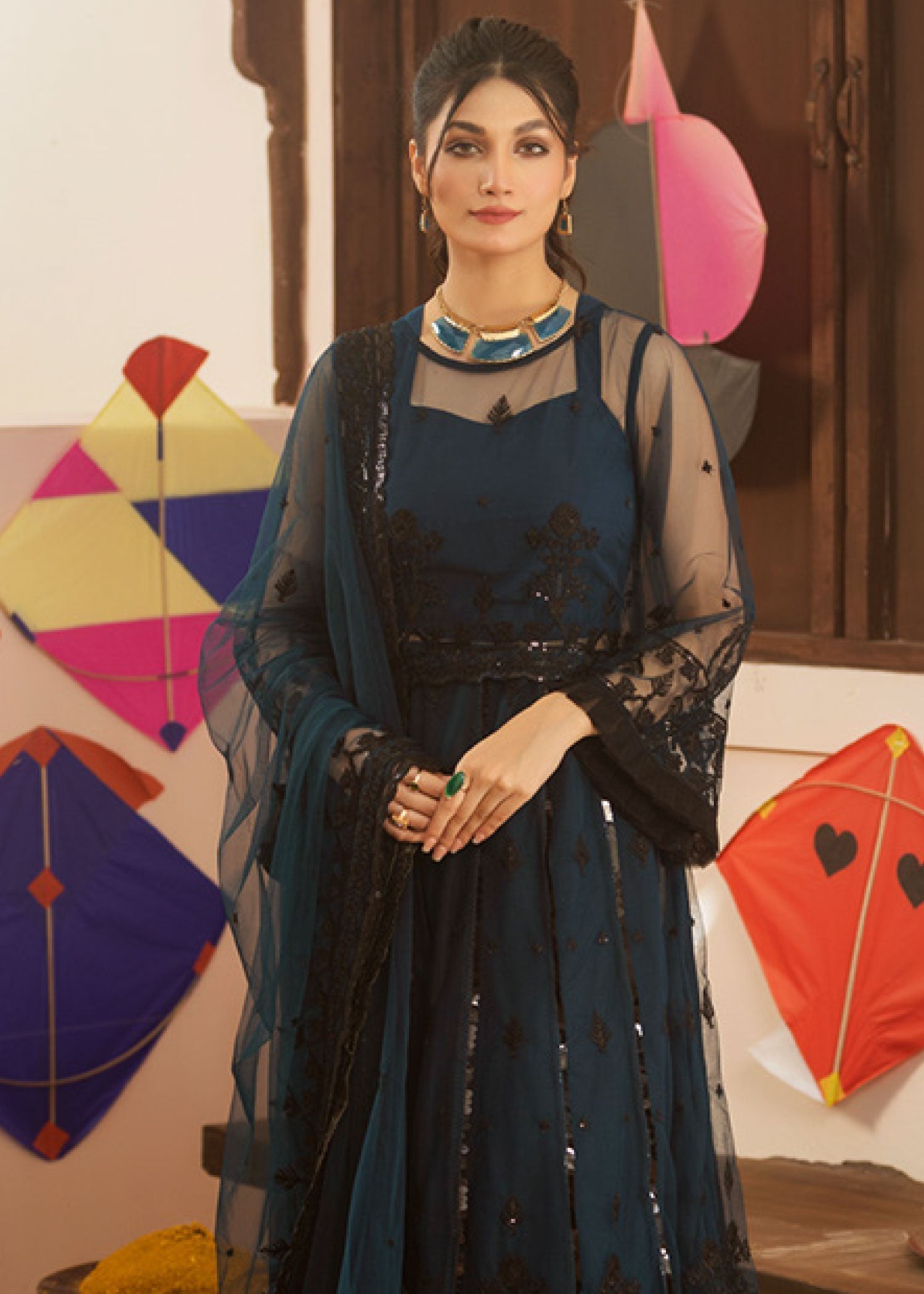 Noorma Kaamal Embroidered Luxury Chiffon Unstitched 3pcs - Jotey