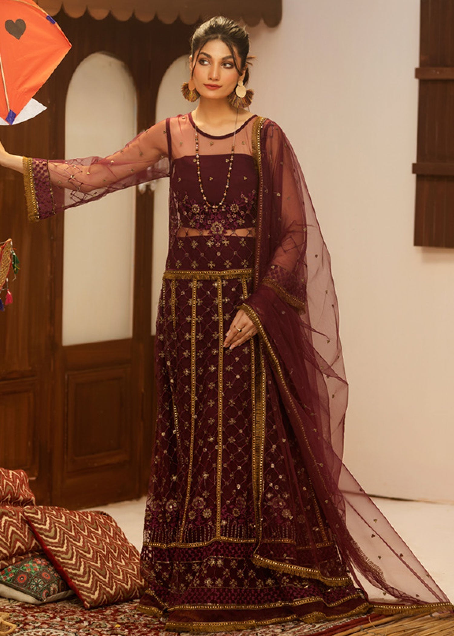 Noorma Kaamal Embroidered Luxury Chiffon Unstitched 3pcs - Jotey