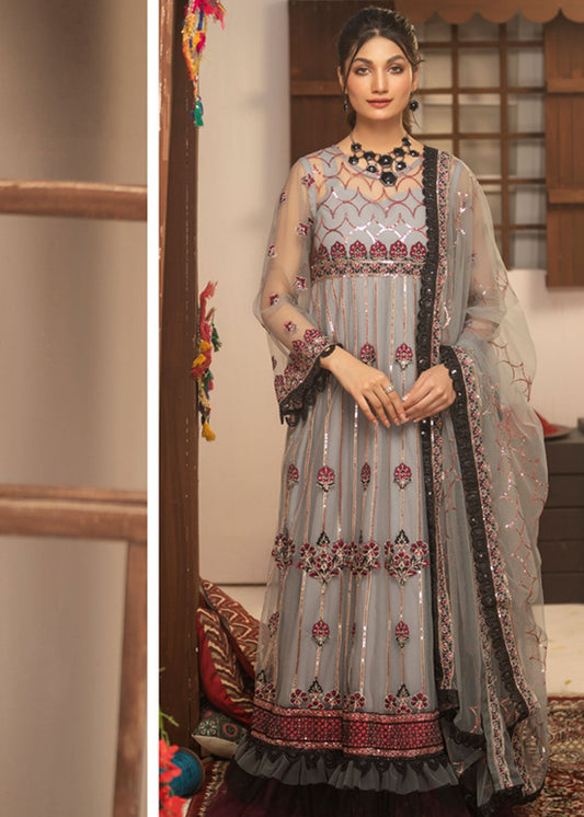Noorma Kaamal Embroidered Luxury Chiffon Unstitched 3pcs - Jotey