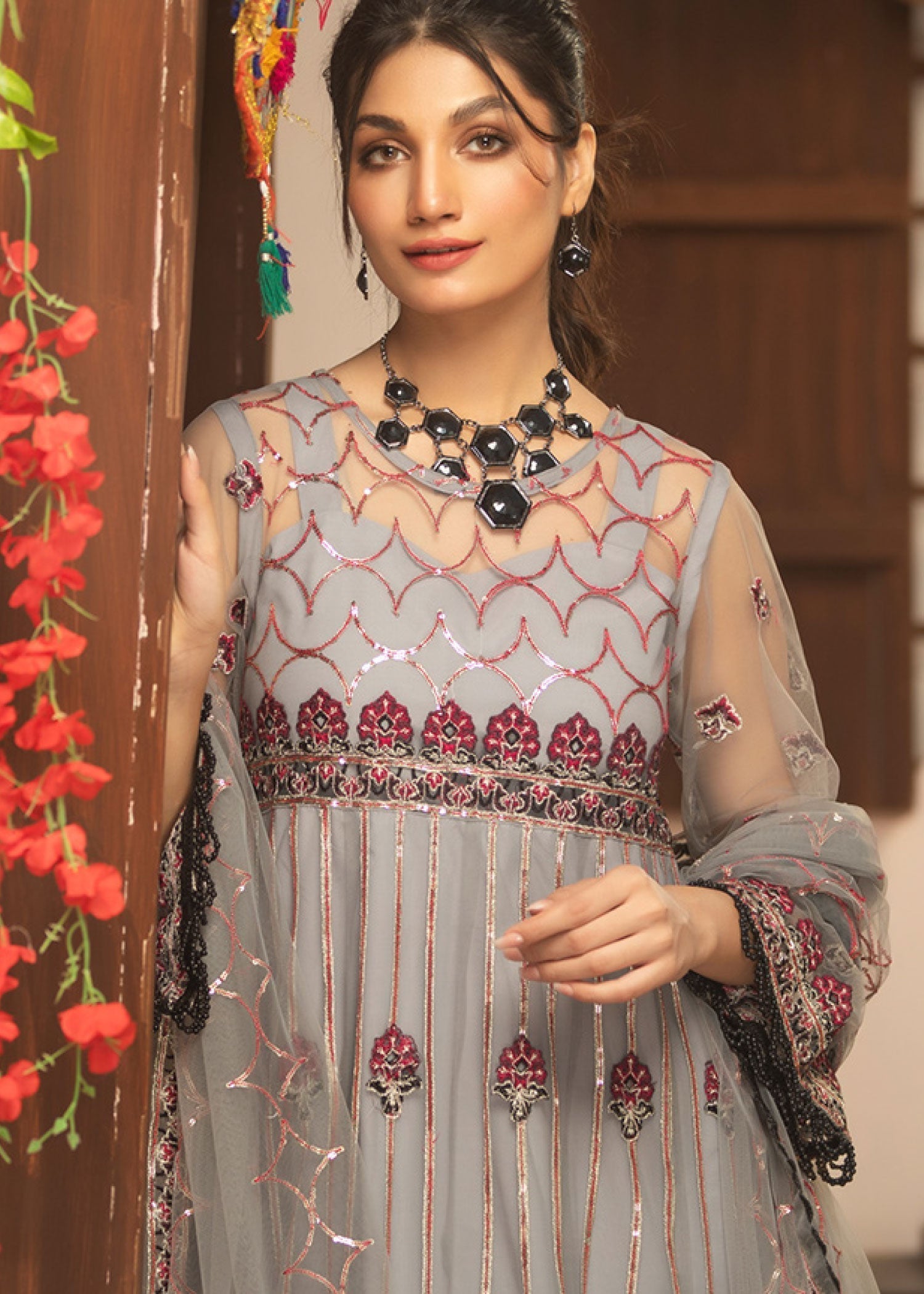 Noorma Kaamal Embroidered Luxury Chiffon Unstitched 3pcs - Jotey
