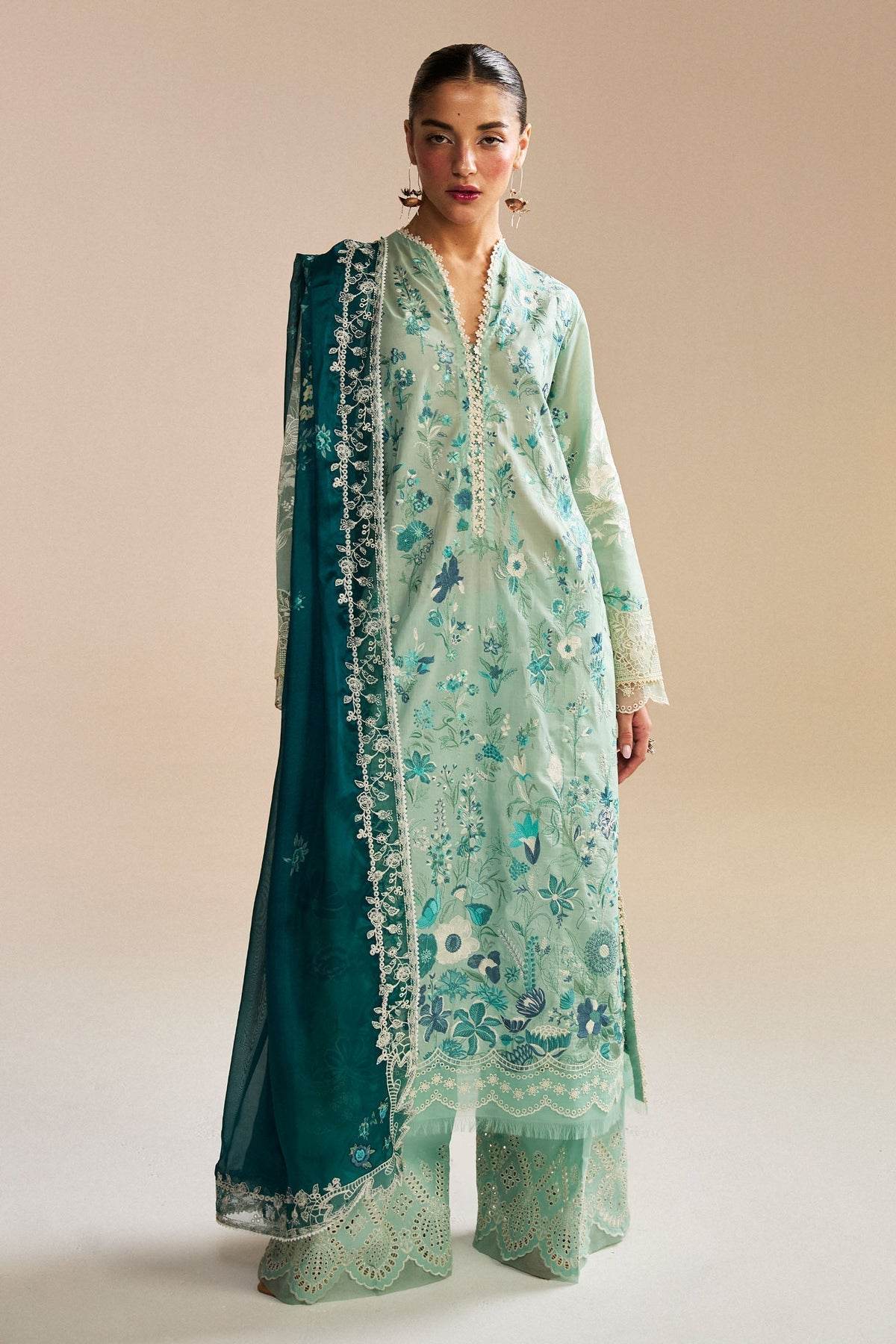 Zara Shahjahan Satori Embroidered Luxury Lawn Unstitched 3pcs - Jotey
