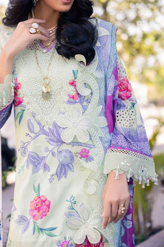 Nureh Glam Girl Printed Chikankari Unstitched Lawn 3Pcs - Jotey