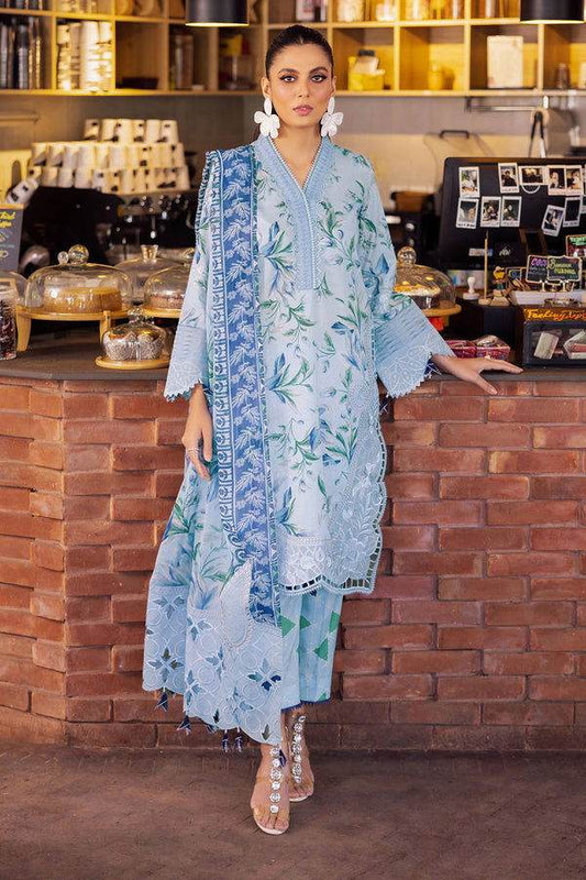 Nureh Glam Girl Printed Chikankari Unstitched Lawn 3Pcs - Jotey