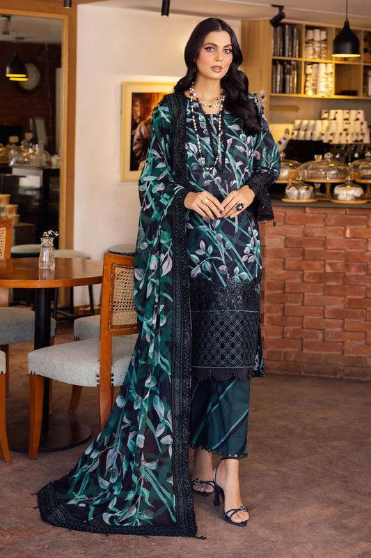 Nureh Glam Girl Printed Chikankari Unstitched Lawn 3Pcs - Jotey