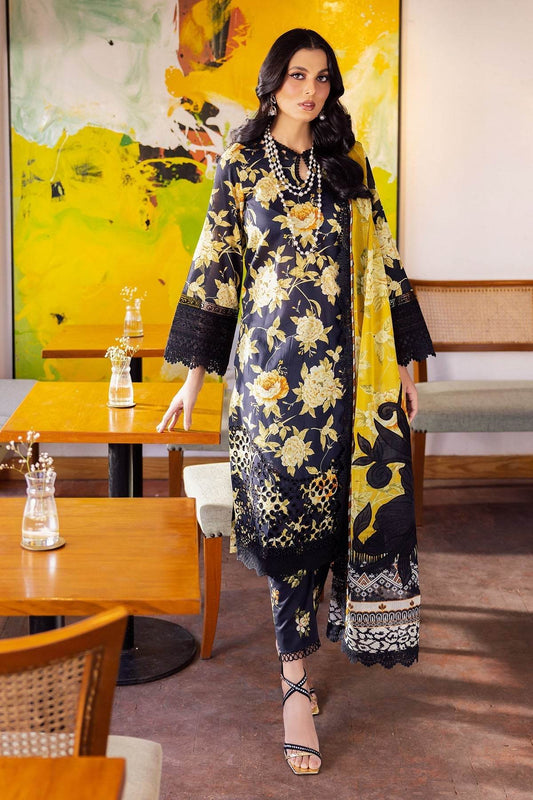 Nureh Glam Girl Printed Chikankari Unstitched Lawn 3Pcs - Jotey