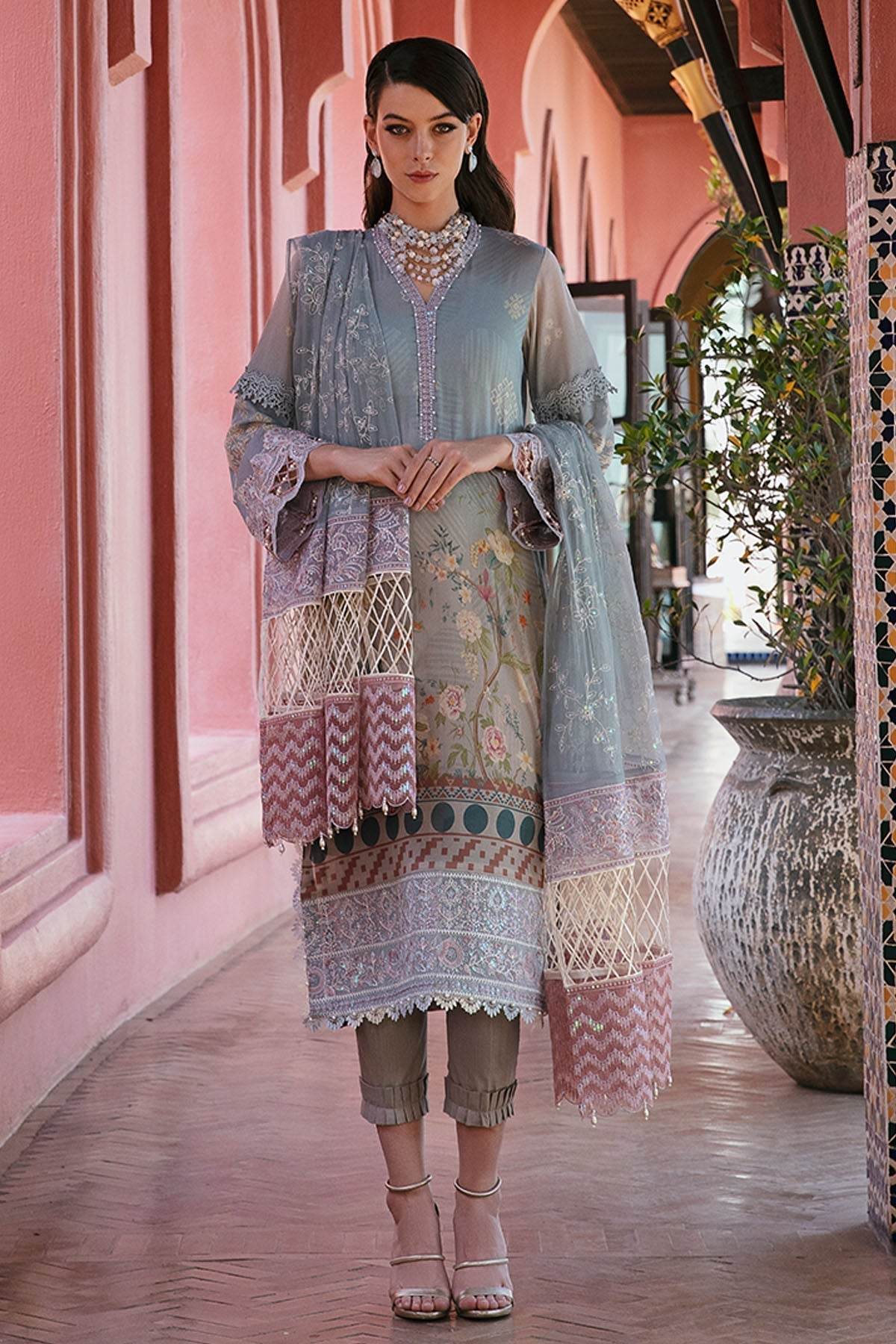 Nureh Maya Swiss Embroidered Lawn 3pcs - Jotey