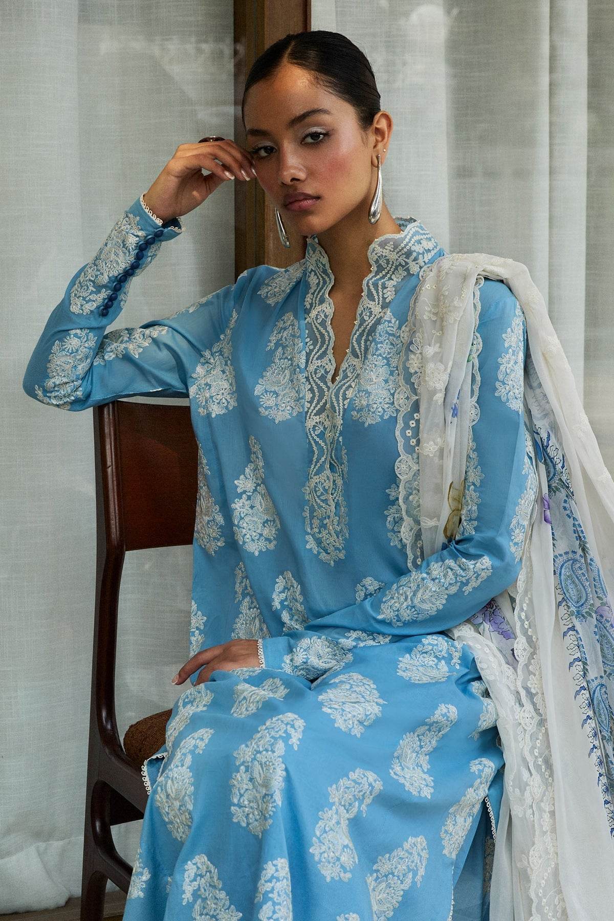 Zara Shahjahan Satori Embroidered Luxury Lawn Unstitched 3pcs - Jotey