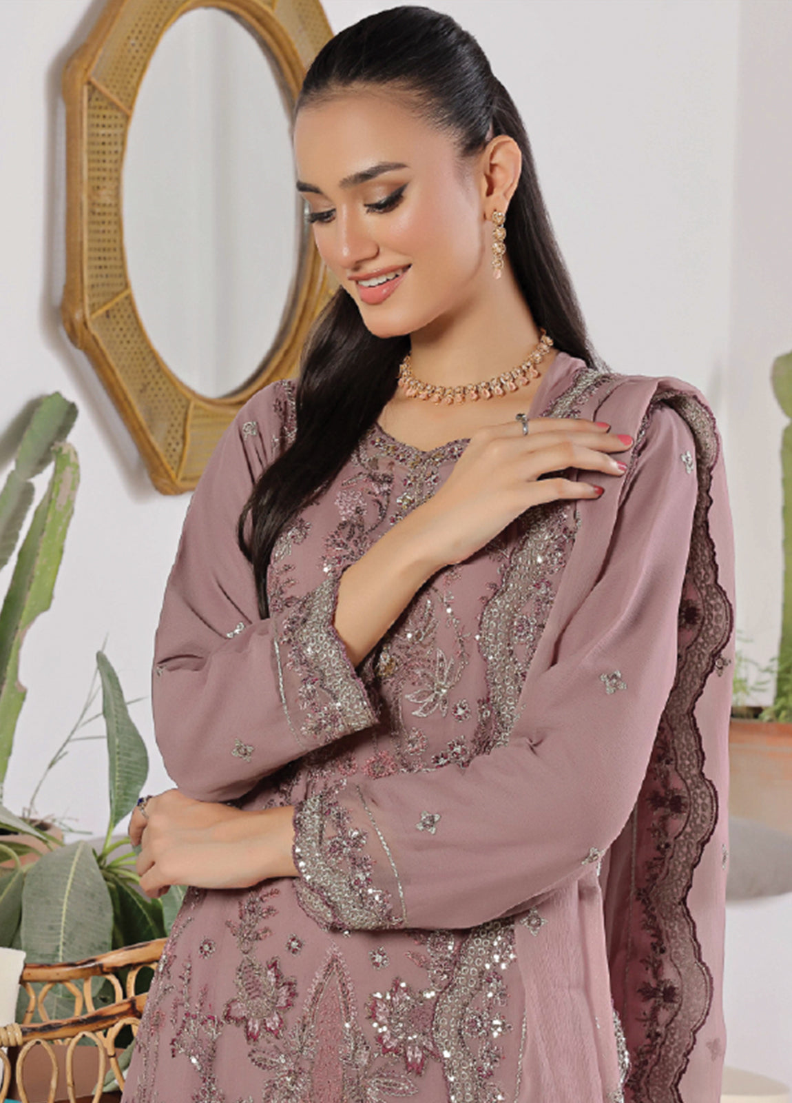 Azure By Bin Hameed Luxury Chiffon Embroidered  Semi-Stitched 3pcs