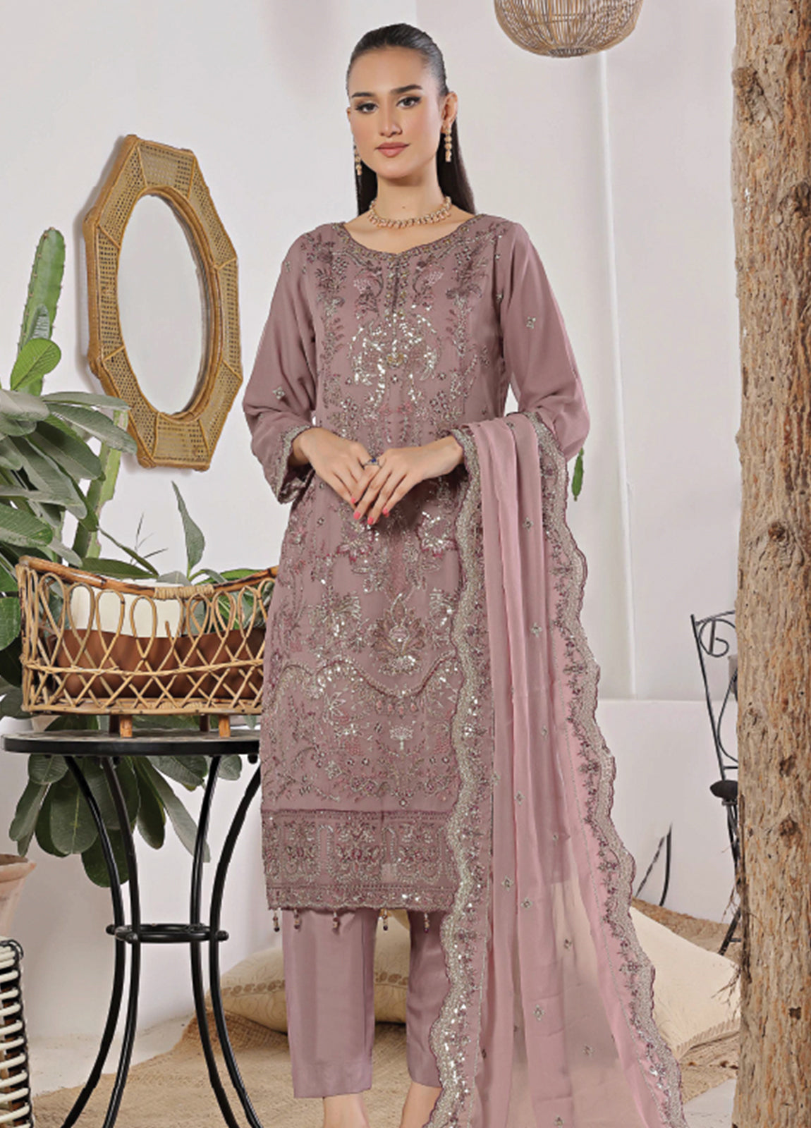 Azure By Bin Hameed Luxury Chiffon Embroidered  Semi-Stitched 3pcs