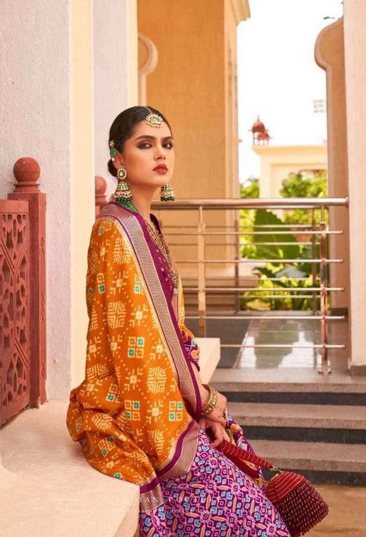 Traditional PV Silk With Epoxy Finish Women Saree