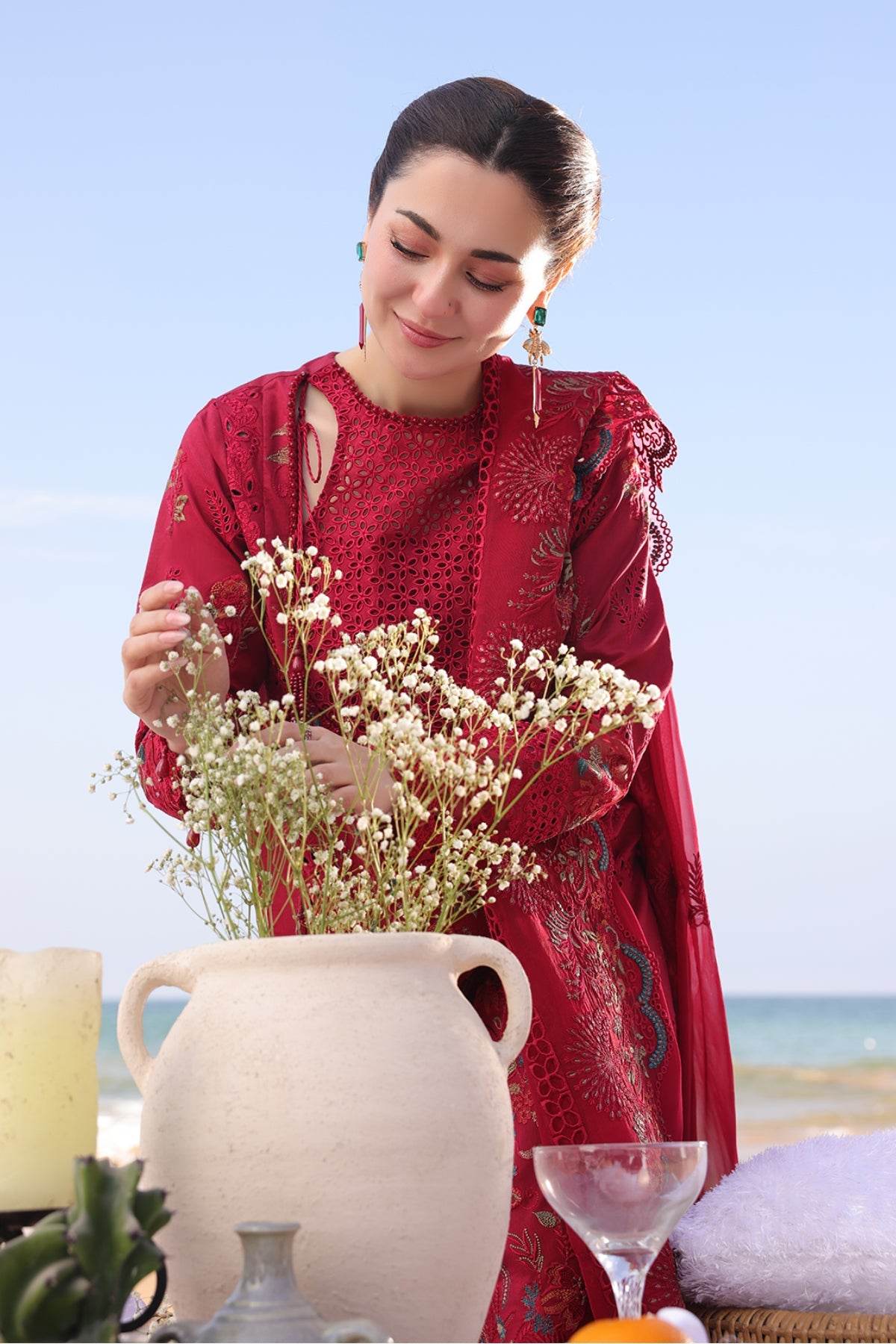 Hania By Imrozia Embroidered Luxury Lawn Unstitched 3pcs - Jotey