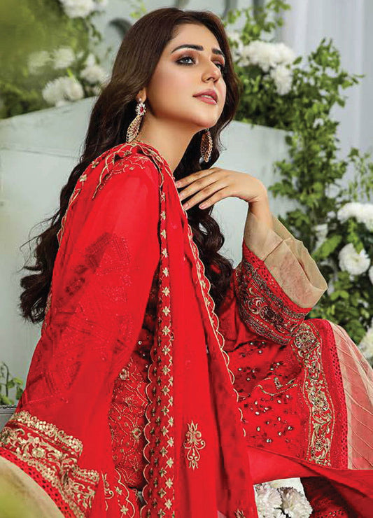 Sara Mehboob Semi Stitched 3pcs - Jotey
