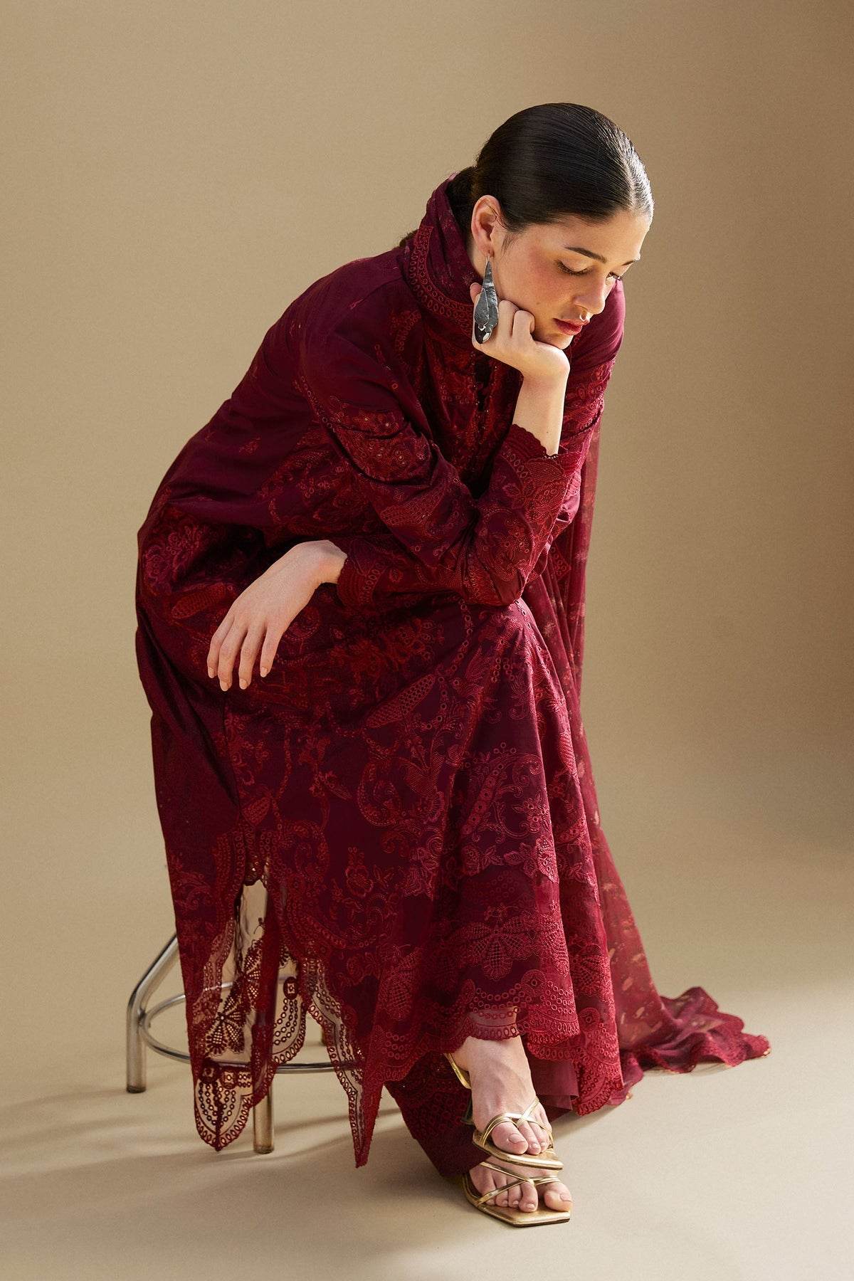Zara Shahjahan Satori Embroidered Luxury Lawn Unstitched 3pcs - Jotey