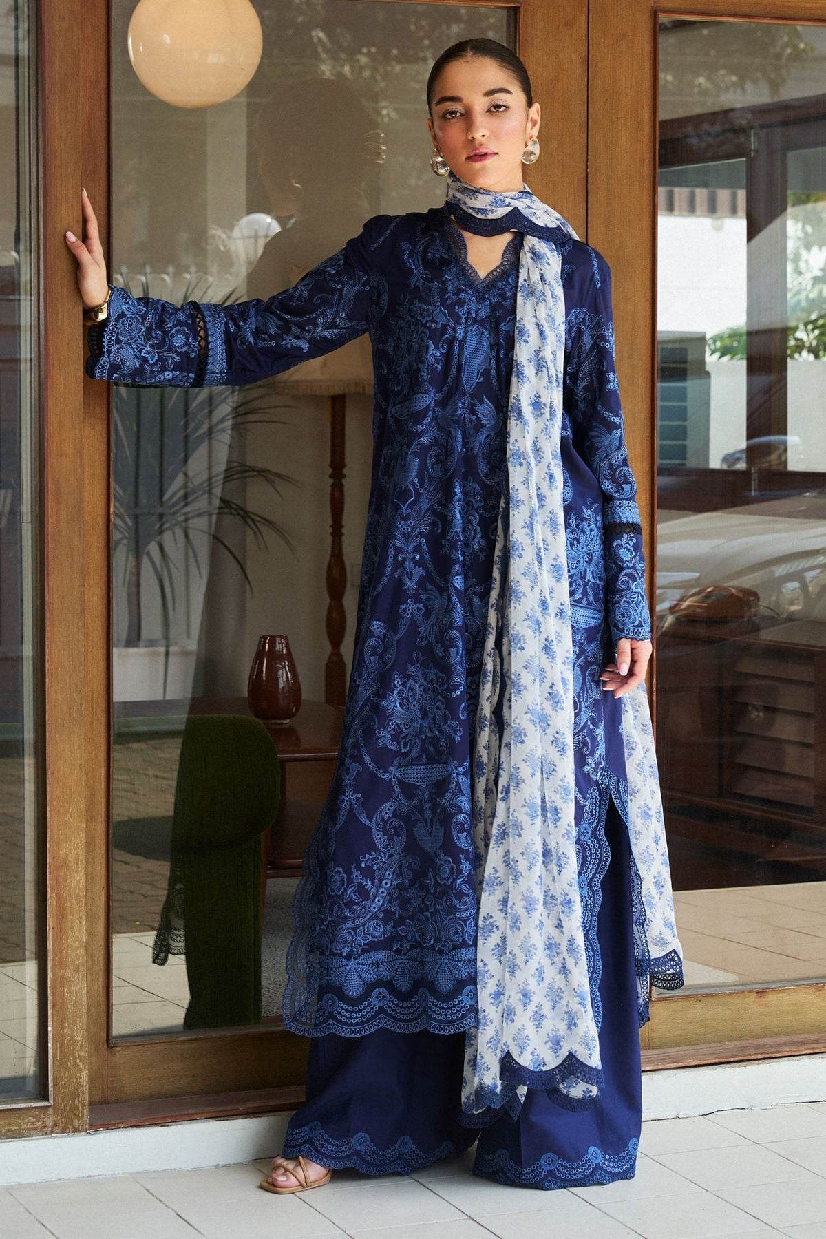 Zara Shahjahan Satori Embroidered Luxury Lawn Unstitched 3pcs - Jotey