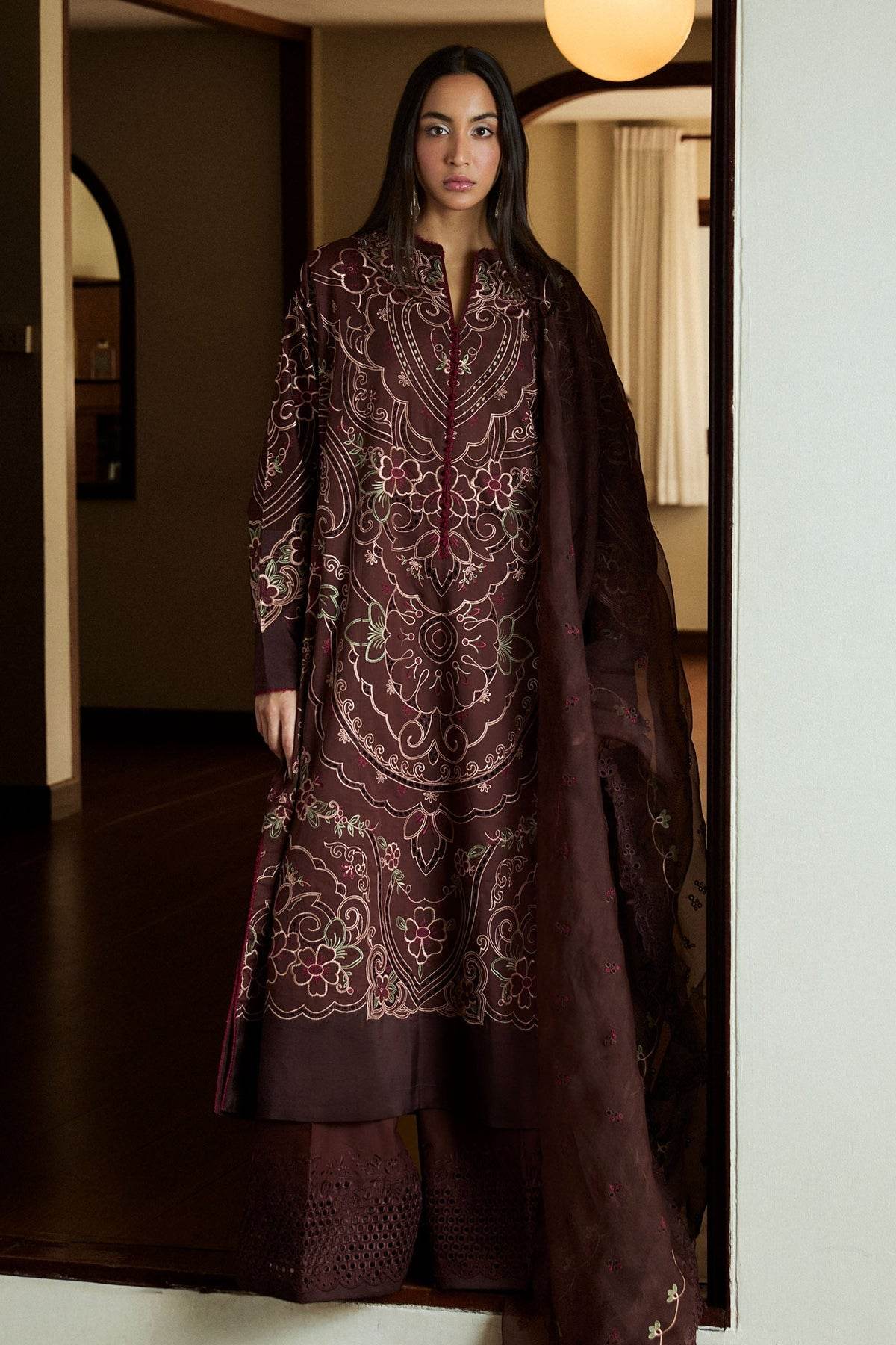 Zara Shahjahan Satori Embroidered Luxury Lawn Unstitched 3pcs - Jotey
