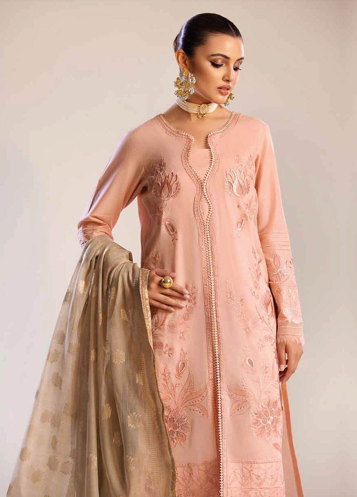 Tehzeeb By Riaz Arts Embroidered Chikankari Unstitched 3pcs - Jotey