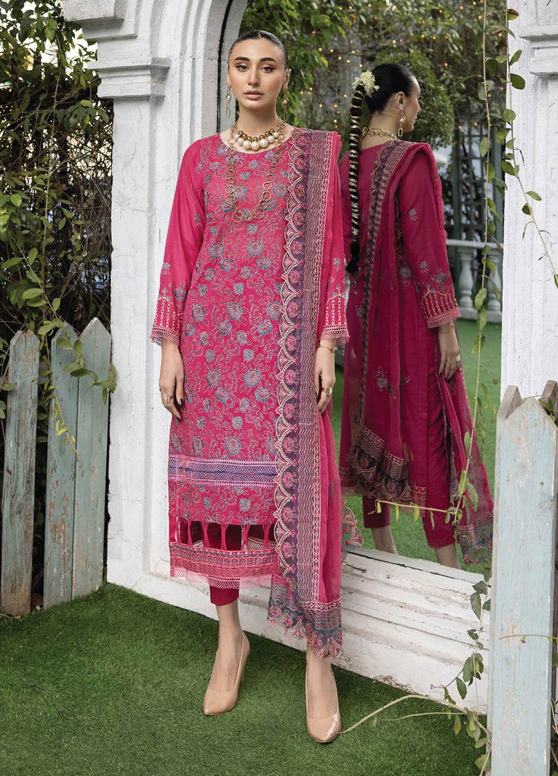 Valentina By Anaya Hoor Embroidered Swiss 3pcs - Jotey