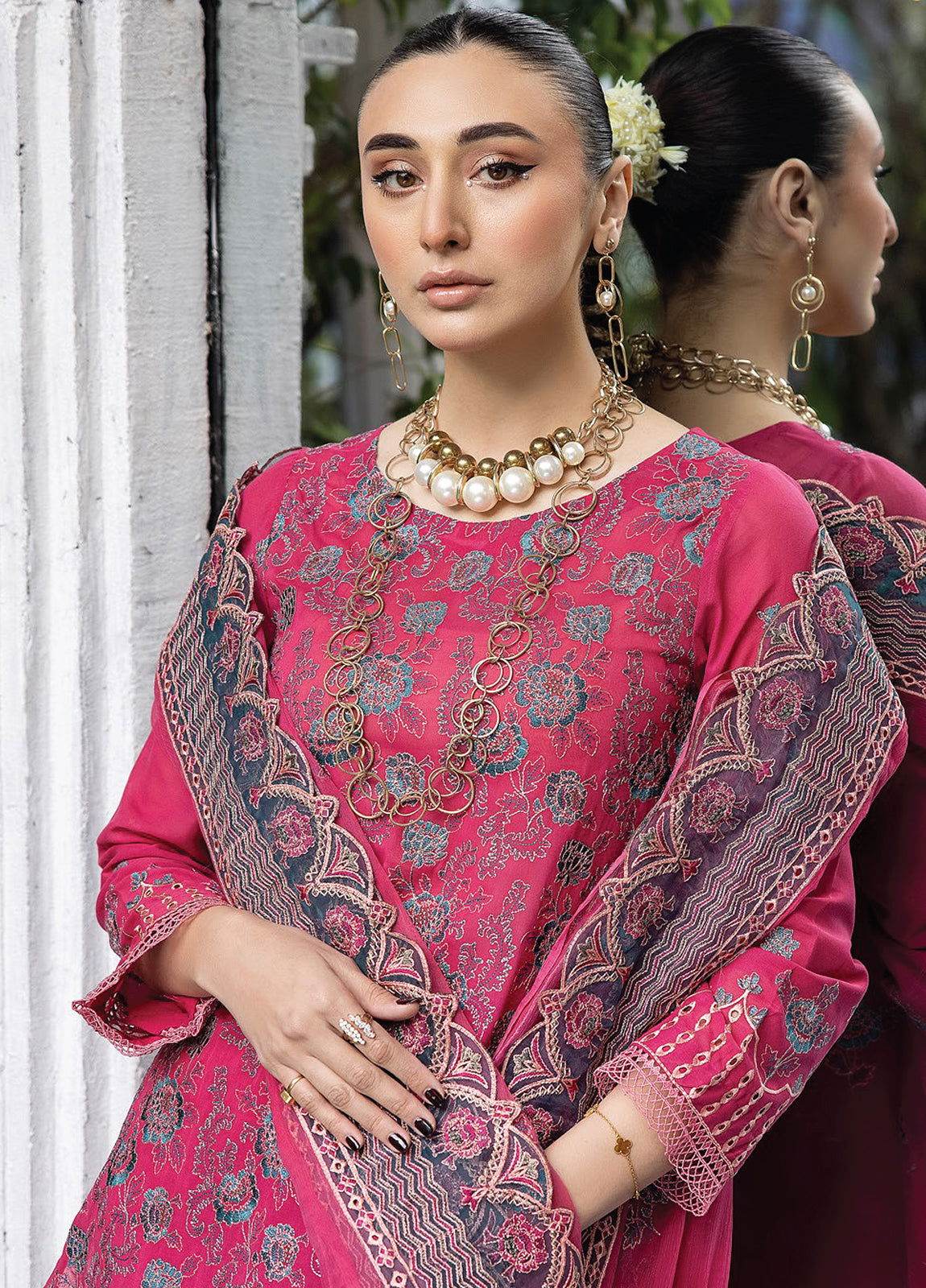 Valentina By Anaya Hoor Embroidered Swiss 3pcs - Jotey