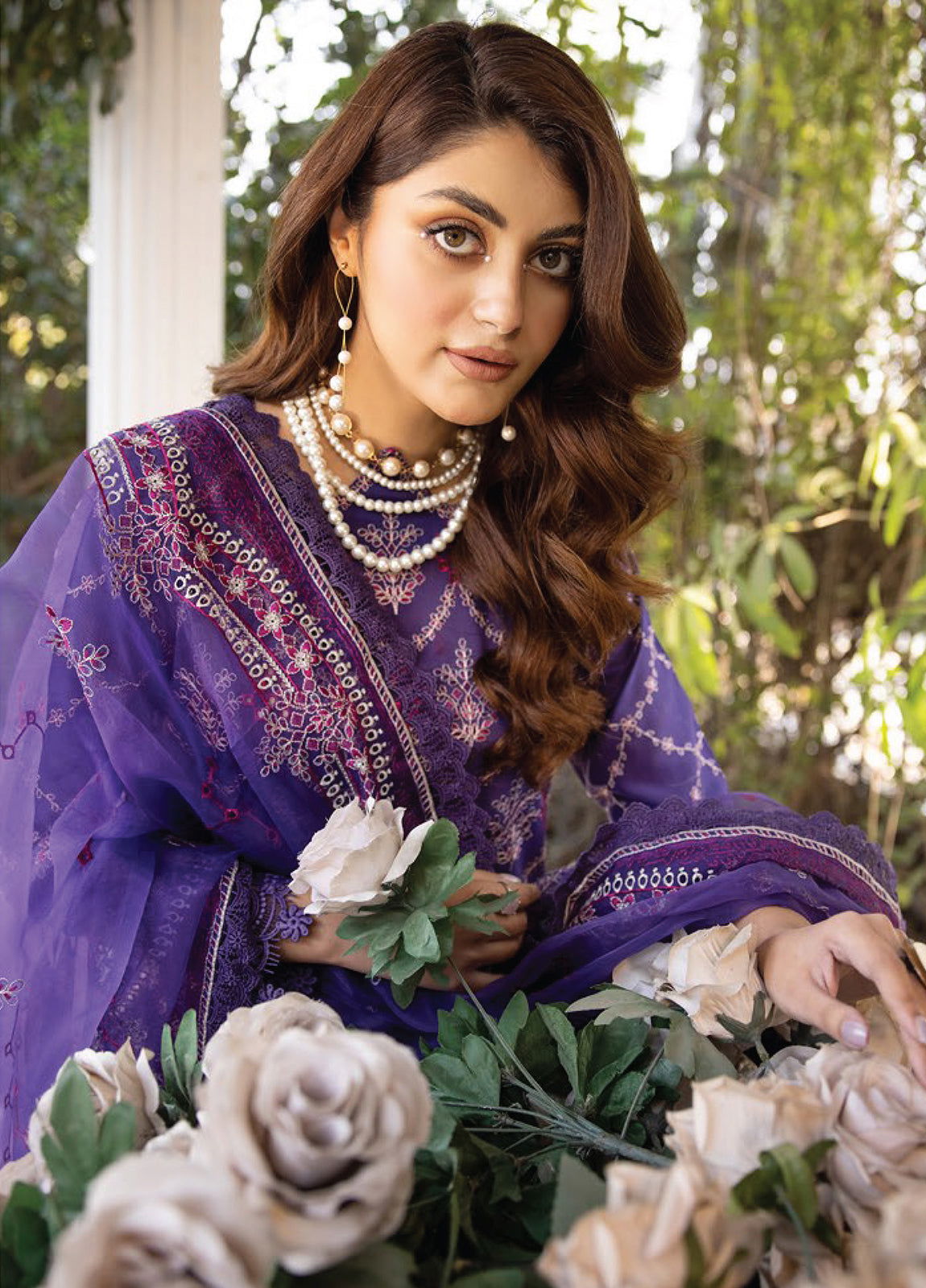 Valentina By Anaya Hoor Embroidered Swiss 3pcs - Jotey