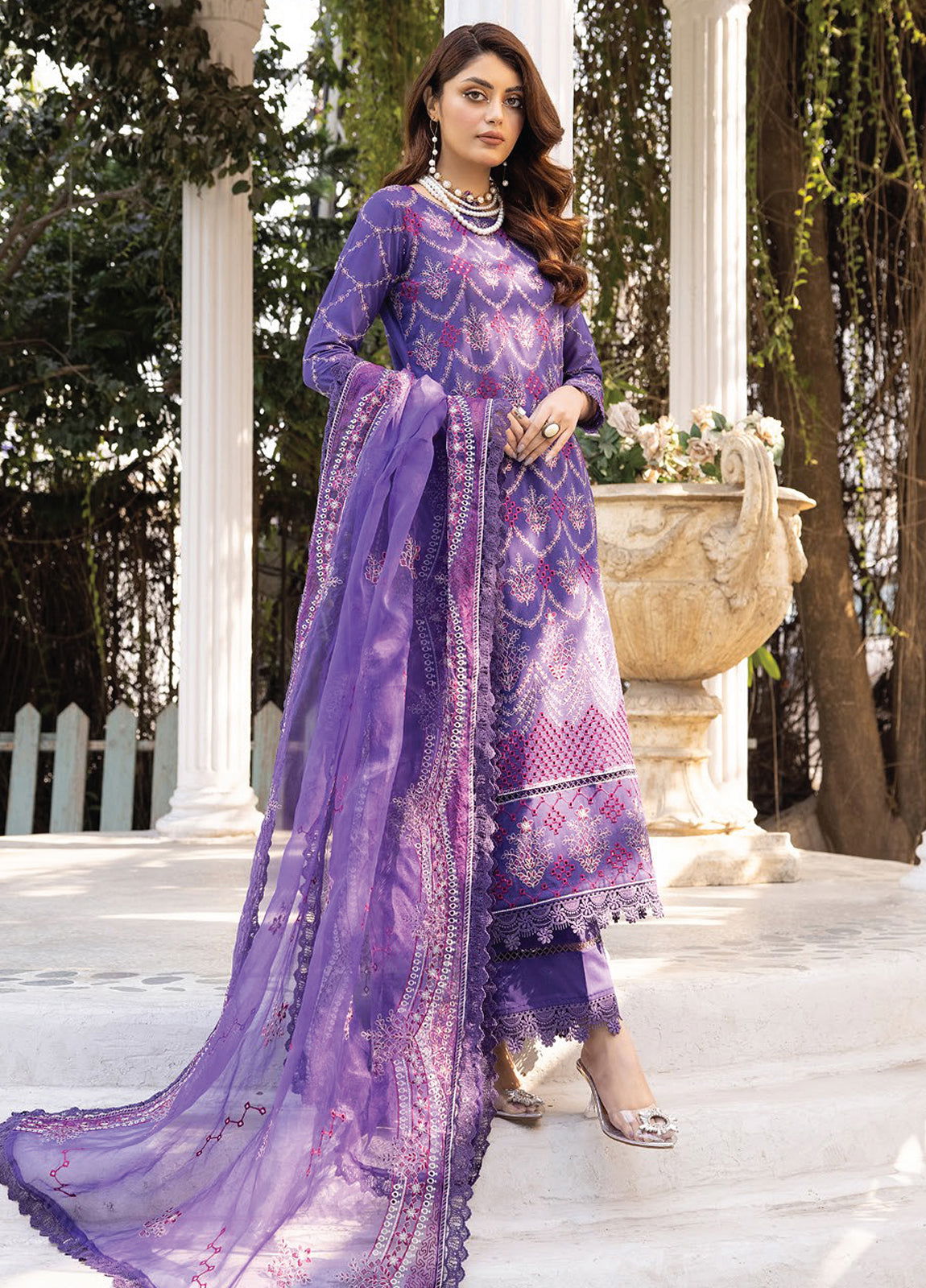 Valentina By Anaya Hoor Embroidered Swiss 3pcs - Jotey