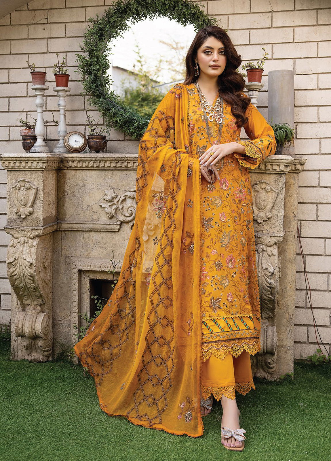 Valentina By Anaya Hoor Embroidered Swiss 3pcs - Jotey