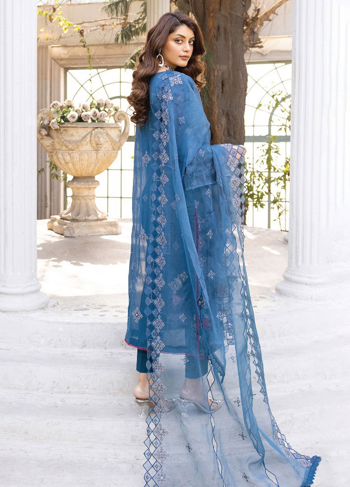 Valentina By Anaya Hoor Embroidered Swiss 3pcs - Jotey
