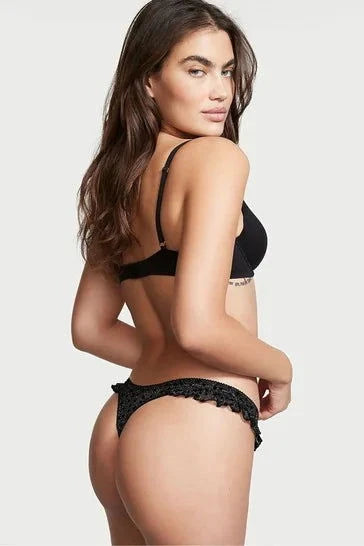 Victorias Secret Cotton Star Flocked Ruffle Thong Panty - Jotey