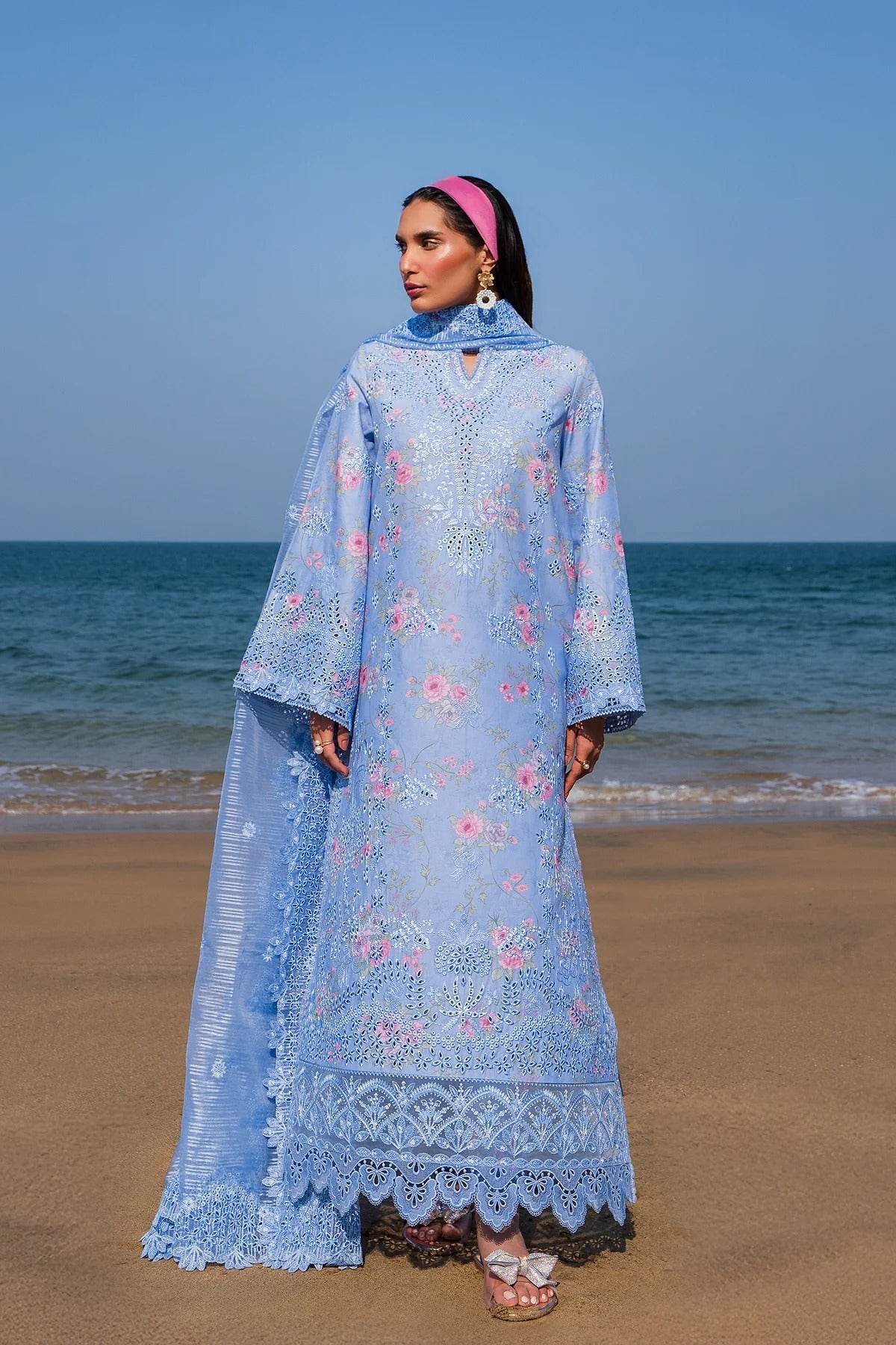 AFROZEH Endless Summer'25 Embroidered Printed Lawn 3pcs - Jotey