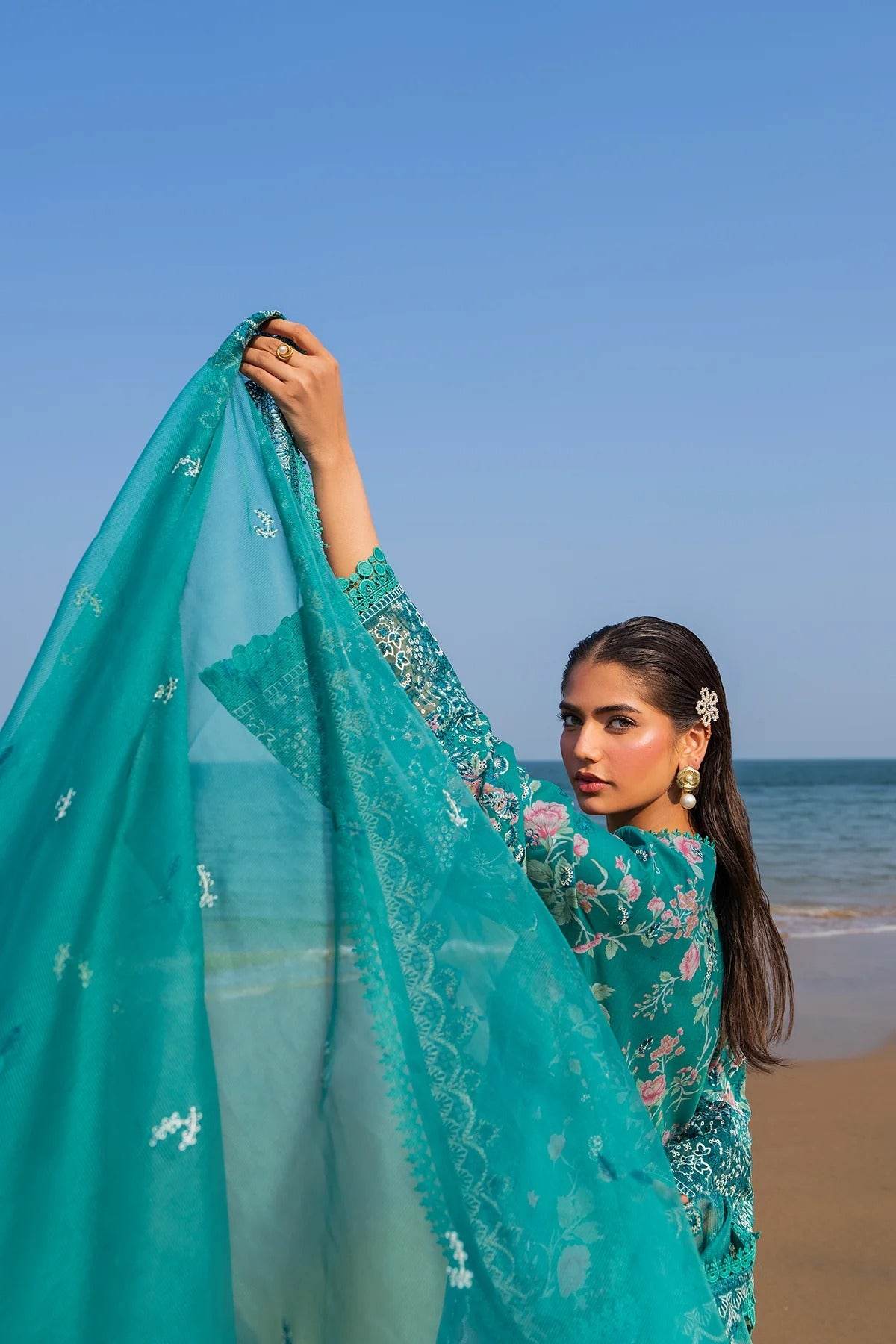 AFROZEH Endless Summer'25 Embroidered Printed Lawn 3pcs - Jotey