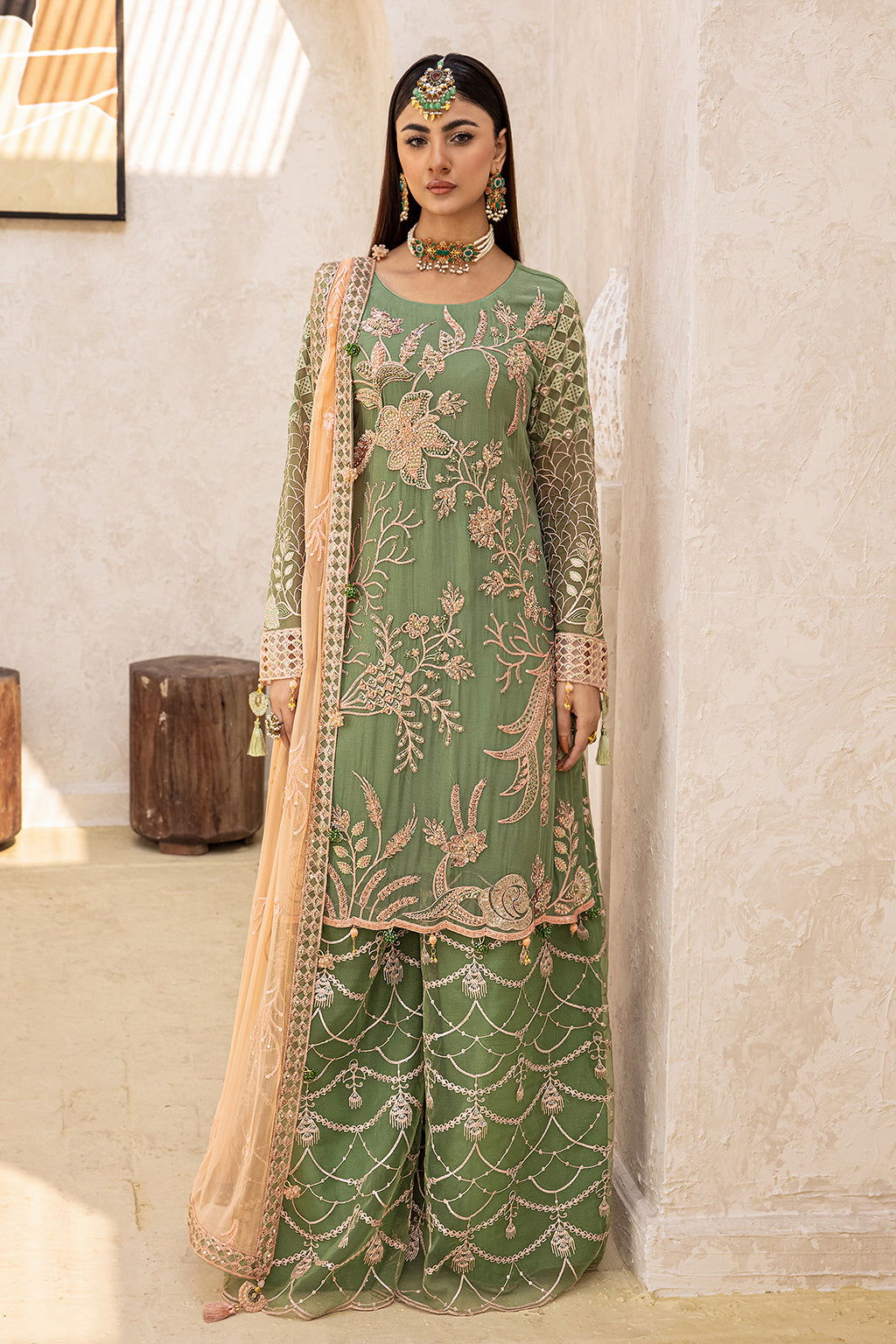 Zeenat Vol 18 Luxury  EMB. Semi Stitched 3pcs - Jotey