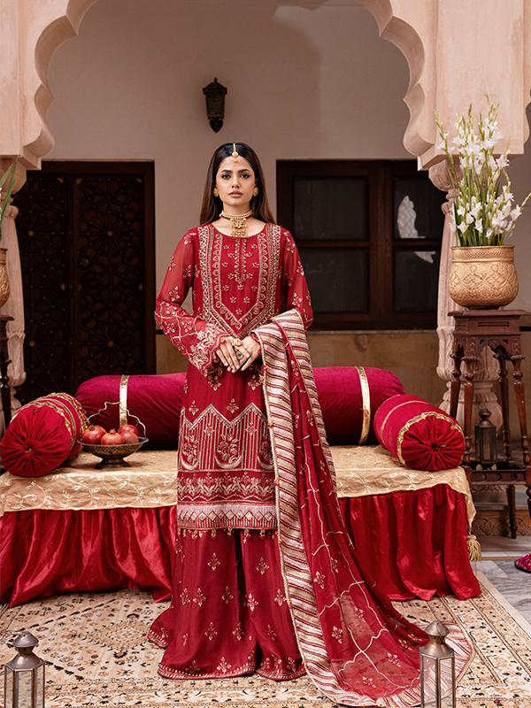 Zeenat Vol 19 Luxury EMB. Semi Stitched 3pcs - Jotey