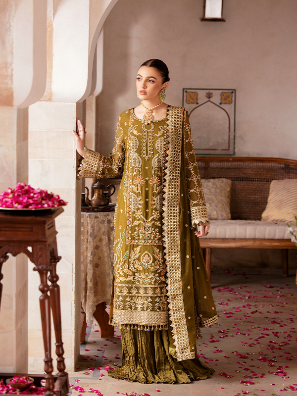 Zeenat Vol 19 Luxury EMB. Semi Stitched 3pcs - Jotey