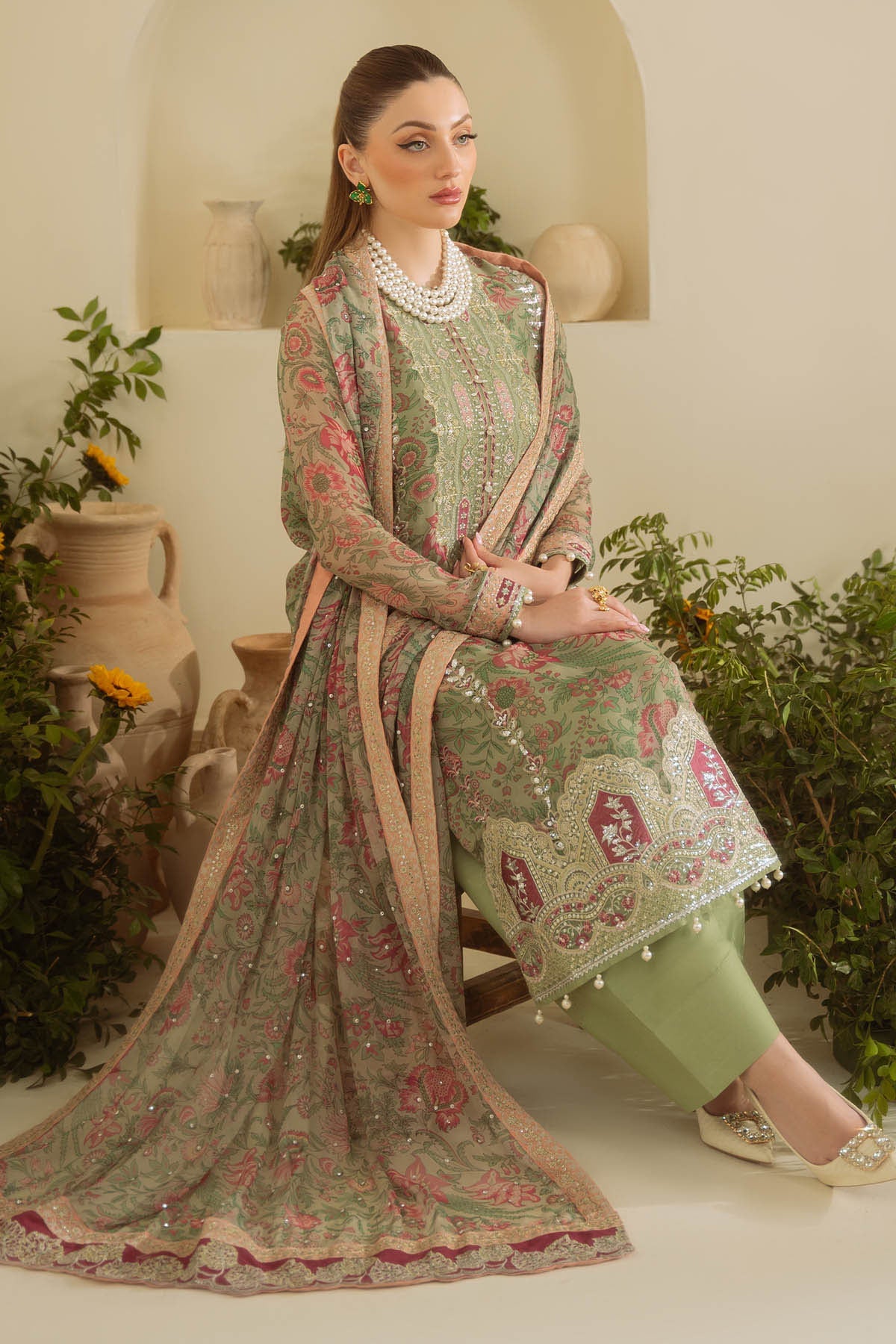 Amaya By Nureh Embroidered Luxury Chiffon Unstitched 3pcs