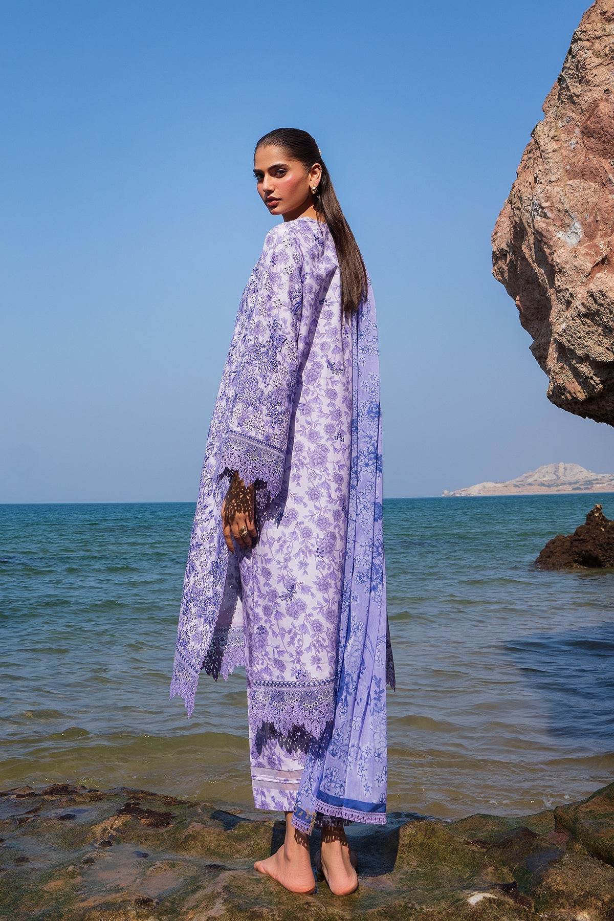 AFROZEH Endless Summer'25 Embroidered Printed Lawn 3pcs - Jotey
