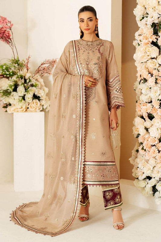 Luxe Raw Silk By Alizeh Embroidered Organza Unstitched 3pcs - Jotey