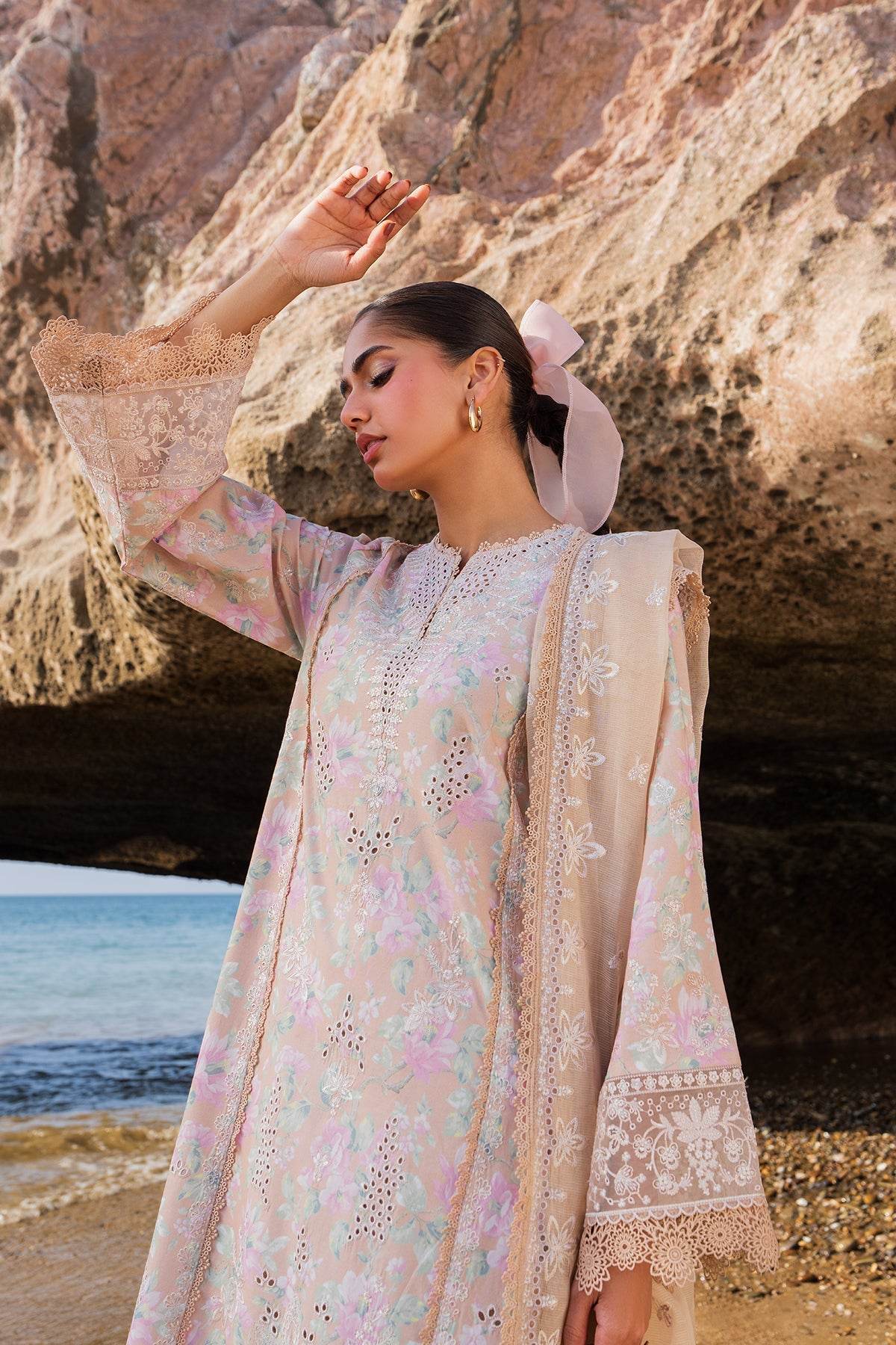 AFROZEH Endless Summer'25 Embroidered Printed Lawn 3pcs - Jotey