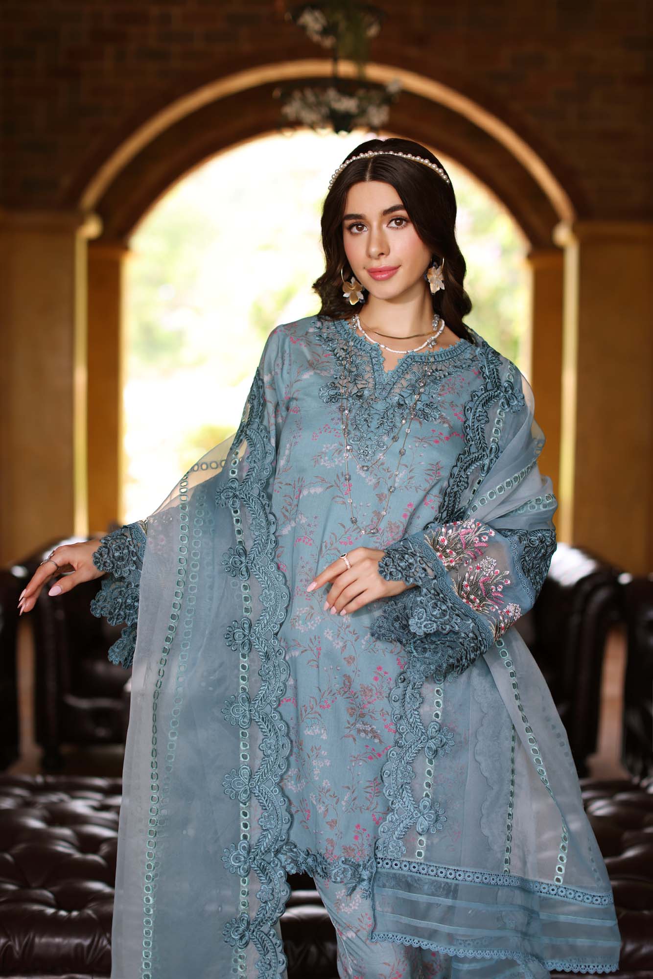 Noor By Saadia Asad Eid Luxe Printkari Embroidered Lawn Unstitched 3pcs
