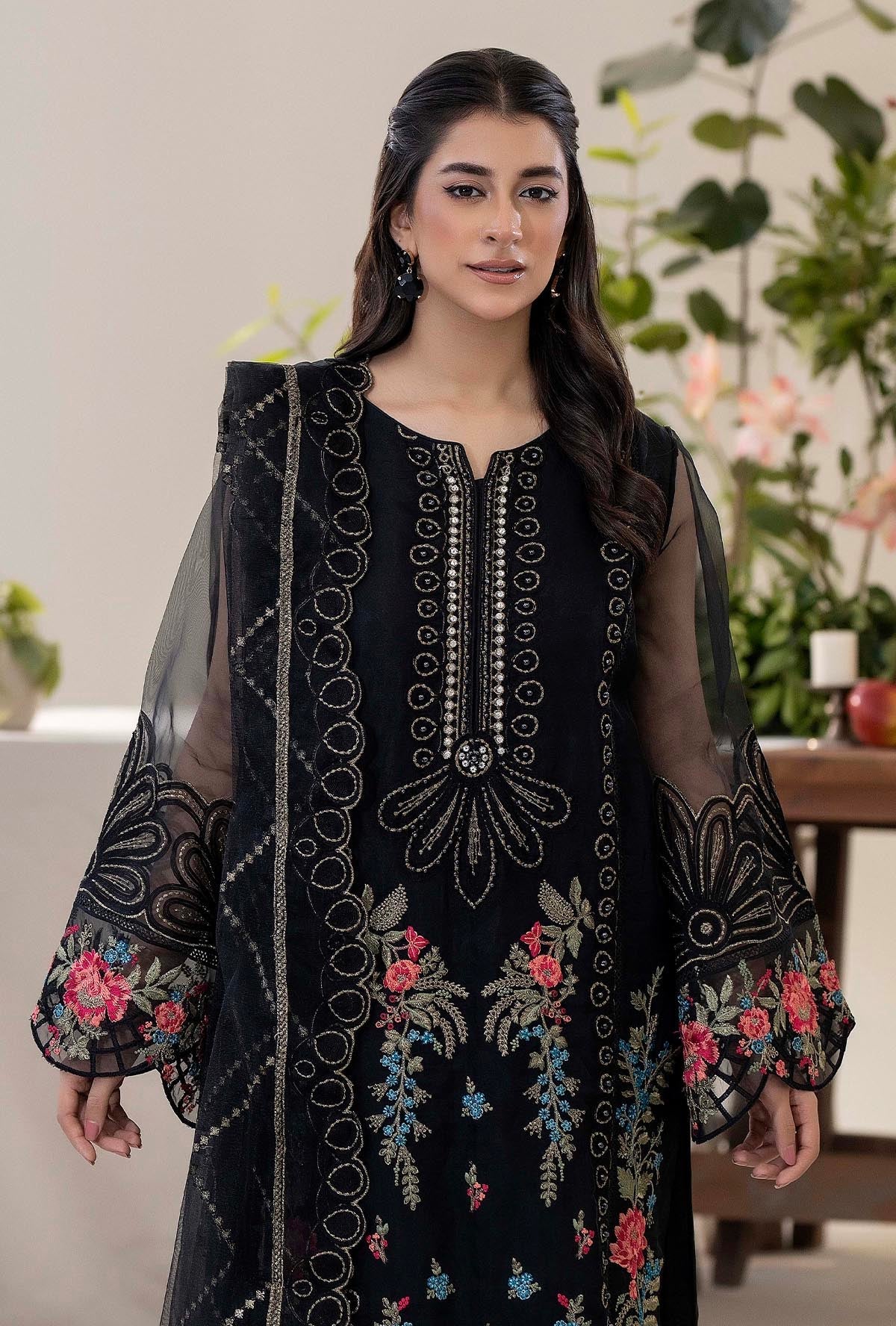 Raahi By ZA Clothes Embroidered Semi-Stitched Organza 3pcs