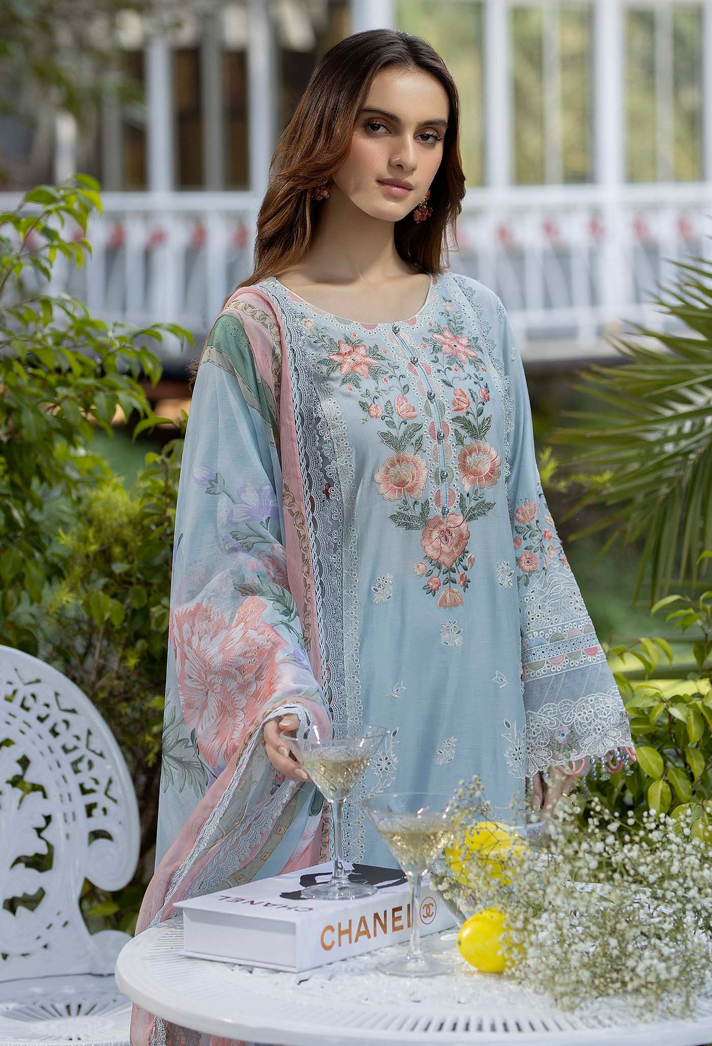 Adan's Libas Gardenia Embroiderd Unstitched Lawn 3 Piece
