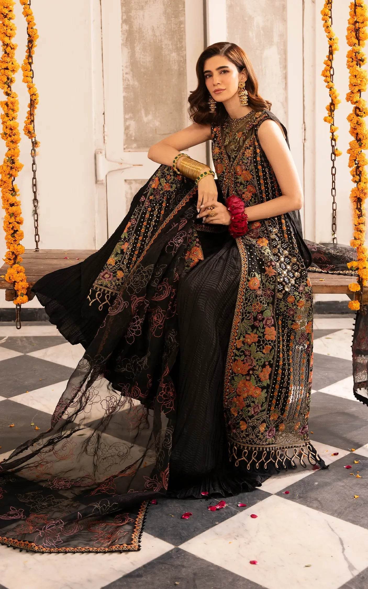 Eid Festive By Asifa And Nabeel Vol-01 Embroidered Zari Net Unstitched 3pcs - Jotey