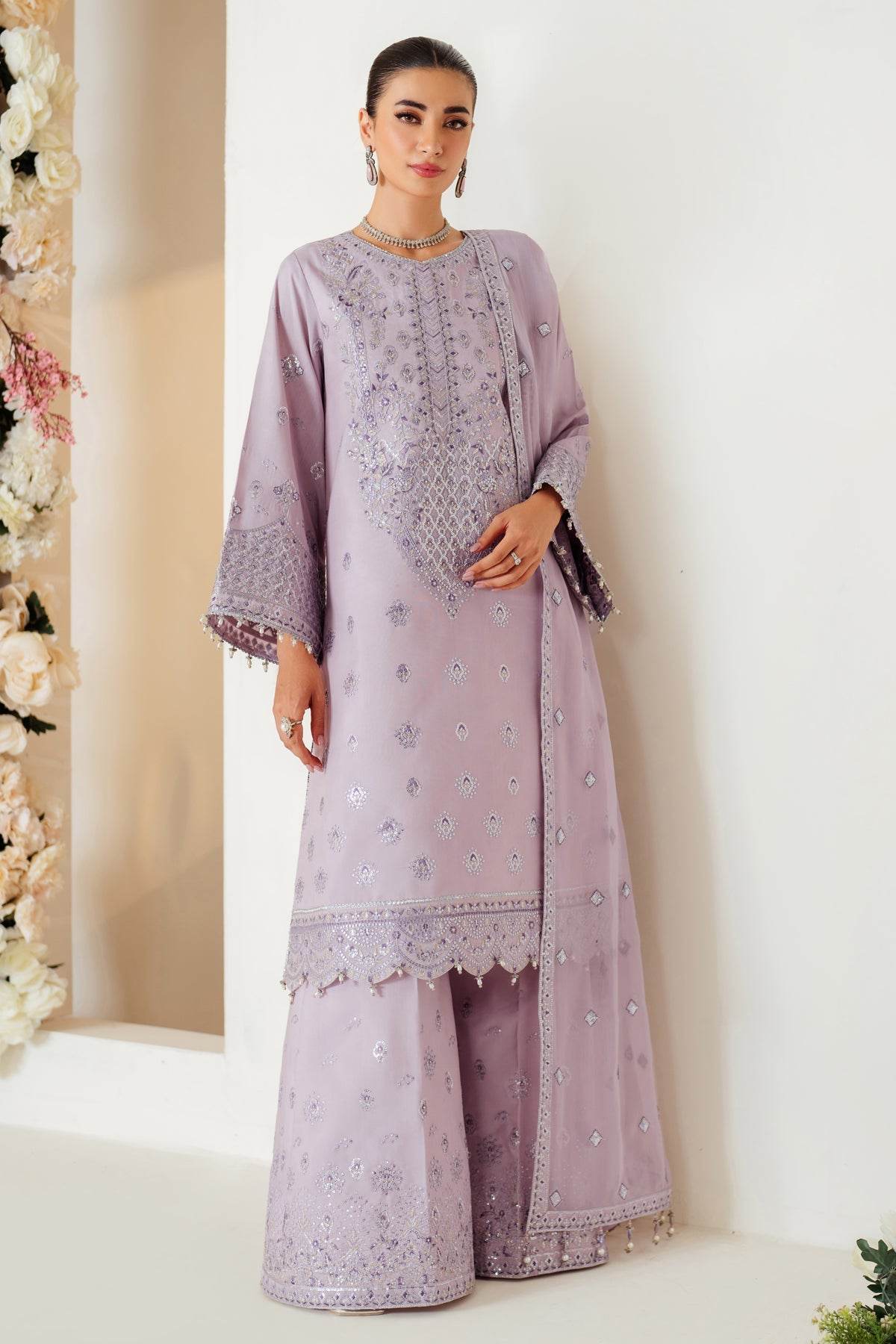 Luxe Raw Silk By Alizeh Embroidered Organza Unstitched 3pcs - Jotey