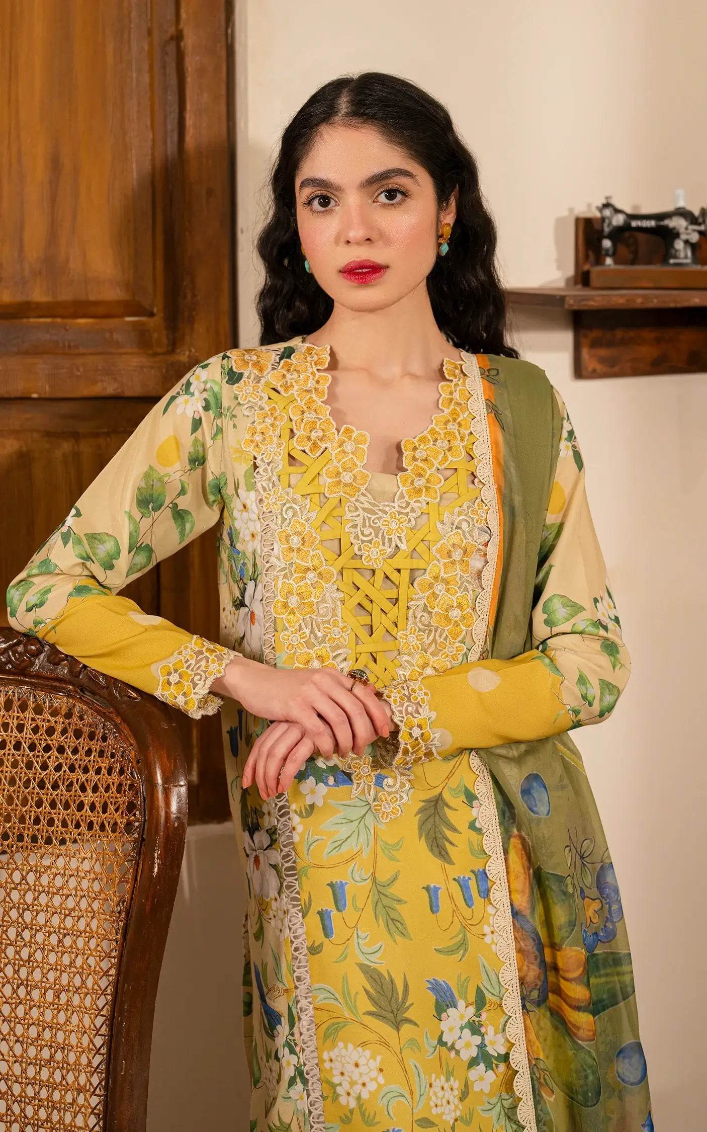 Meraki By Asifa And Nabeel Vol-01 Embroidered Lawn Unstitched 3pcs - Jotey
