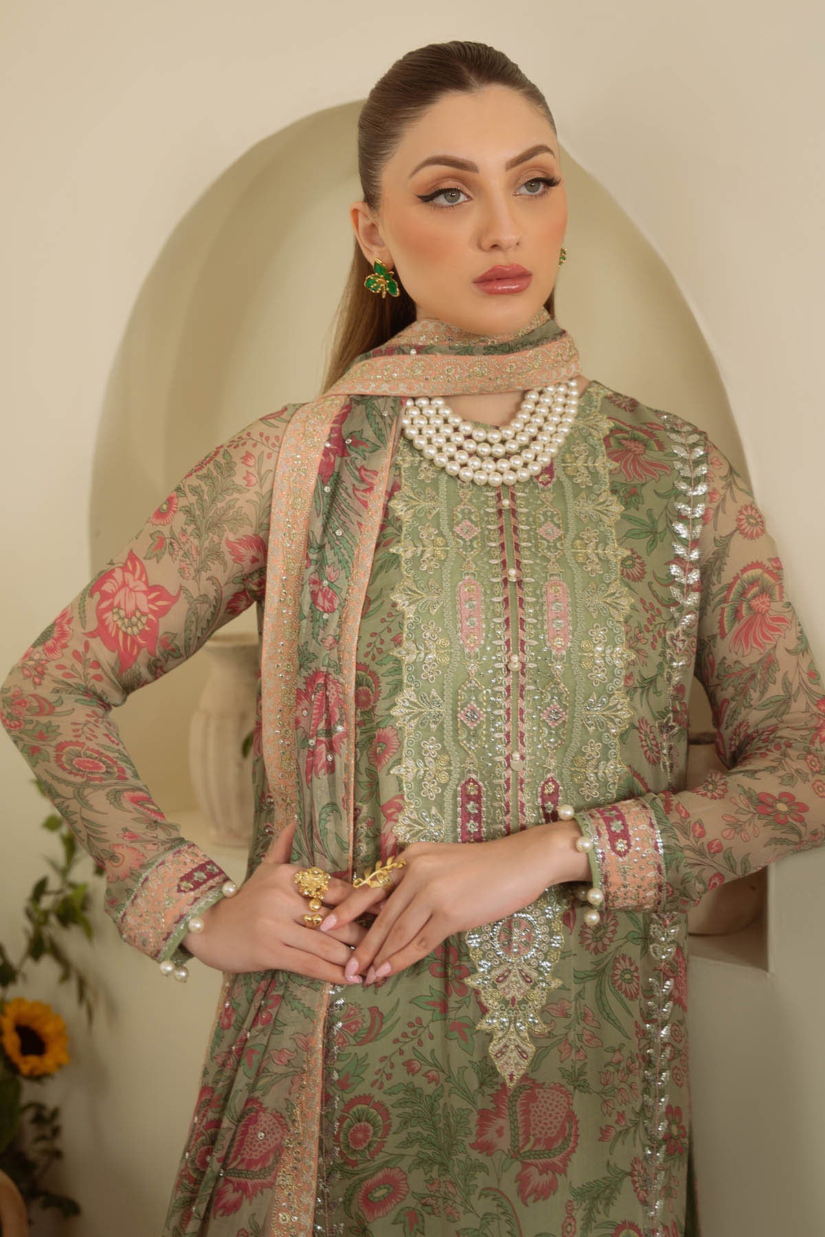 Amaya By Nureh Embroidered Luxury Chiffon Unstitched 3pcs