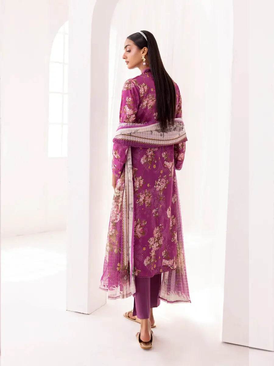 Printkari By Nur Embroidered Printed Lawn Unstitched 3pcs - Jotey