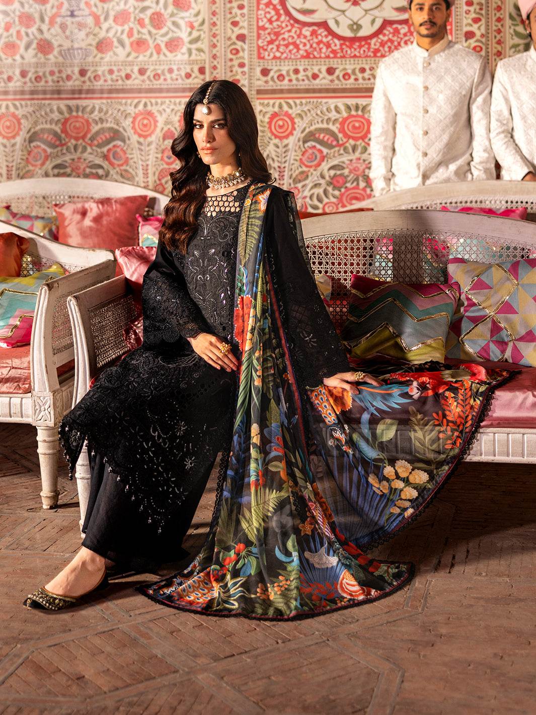 Husn Jahan By Mahnur Embroidered Luxury Lawn Unstitched 3pcs - Jotey