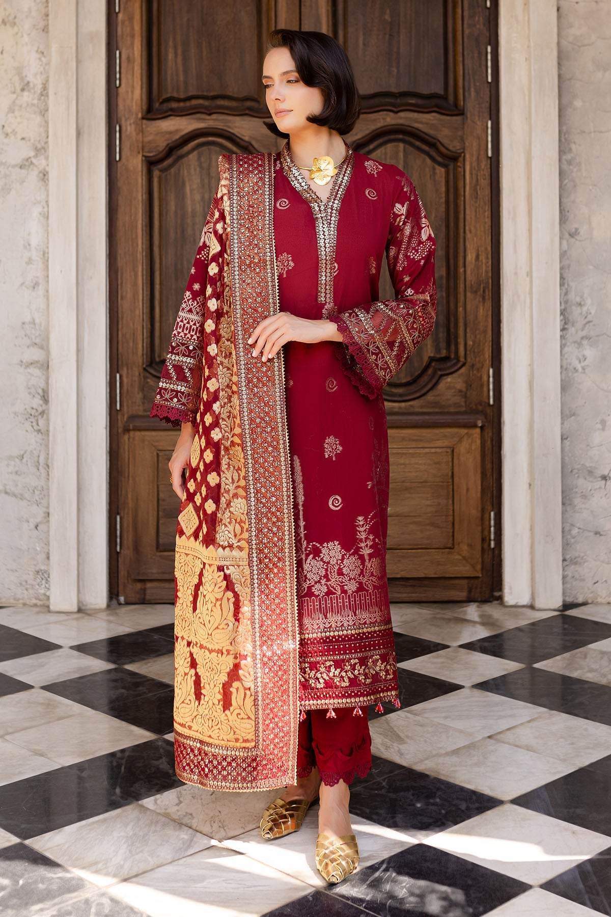 Nureh Exclusive Jacquard Unstitched Lawn 3pcs - Jotey