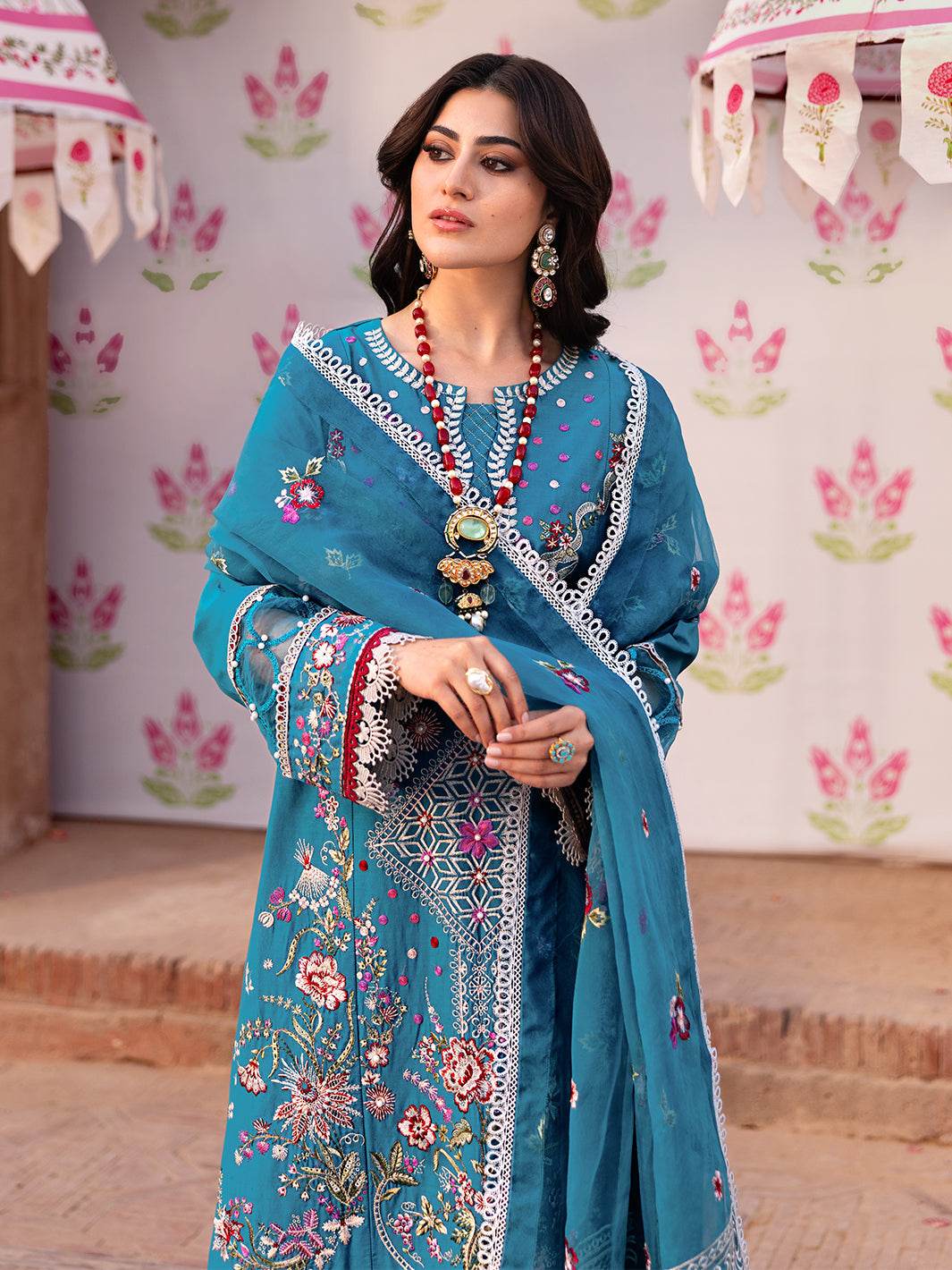 Husn Jahan By Mahnur Embroidered Luxury Lawn Unstitched 3pcs - Jotey